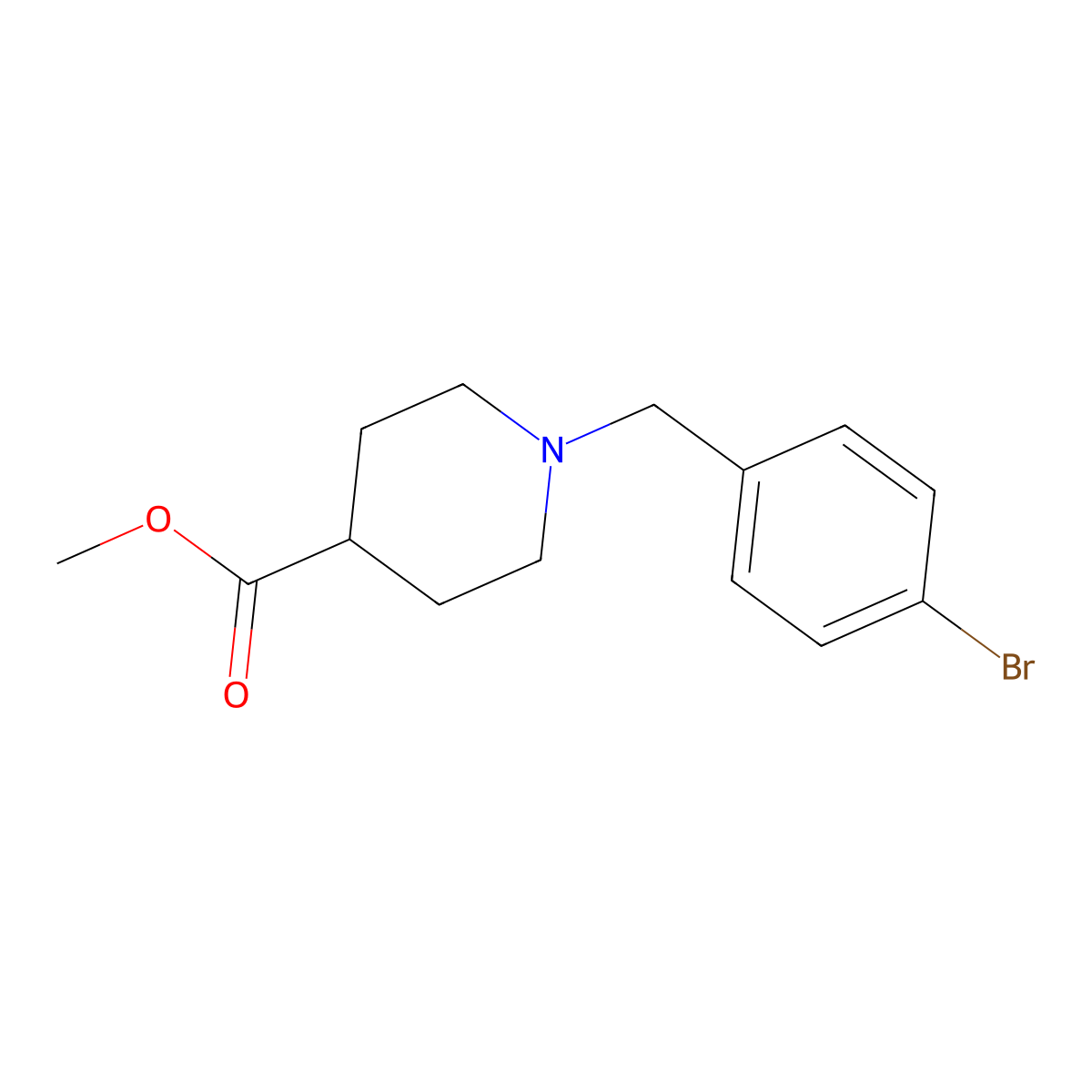 Methyl 1-[(4-bromophenyl)methyl]piperidine-4-carboxylate molecular structure, CAS 1044924-03-9