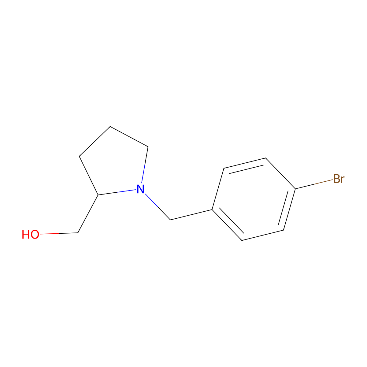 (2R)-1-[(4-Bromophenyl)methyl]-2-pyrrolidinemethanol molecular structure, CAS 1044924-05-1