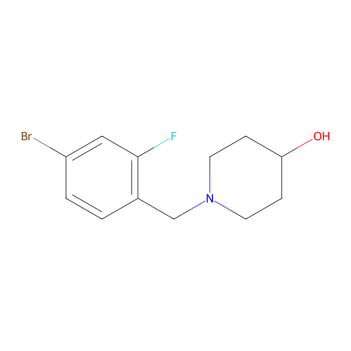 1-(4-Bromo-2-fluorobenzyl)piperidin-4-ol molecular structure, CAS 1044924-10-8