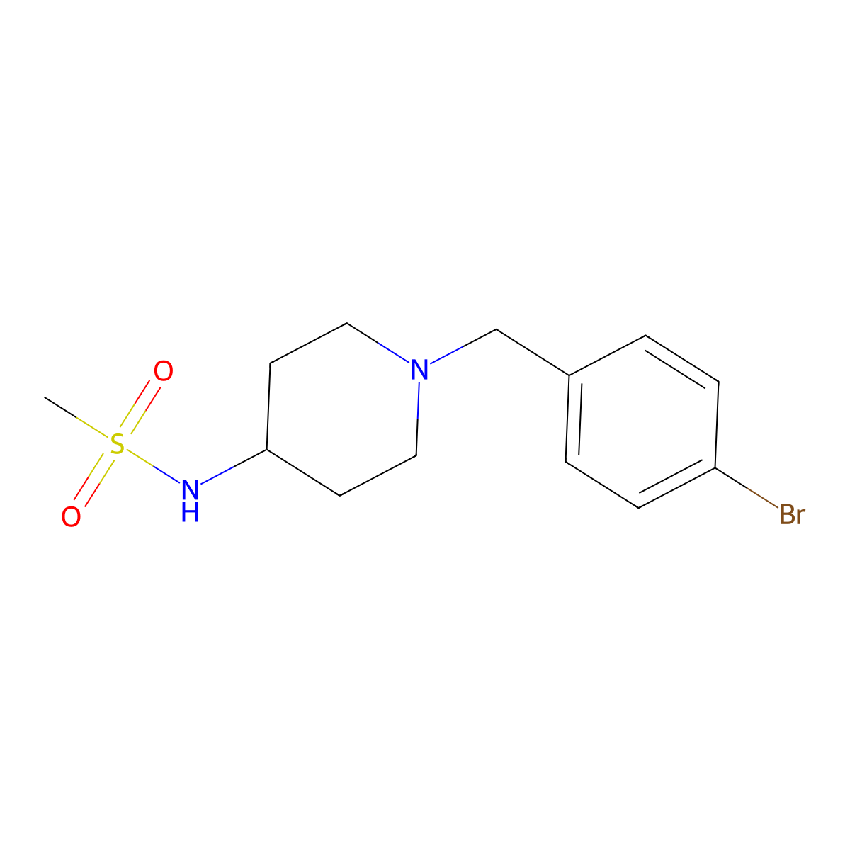 N-{1-[(4-bromophenyl)methyl]piperidin-4-yl}methanesulfonamide molecular structure, CAS 1044925-76-9