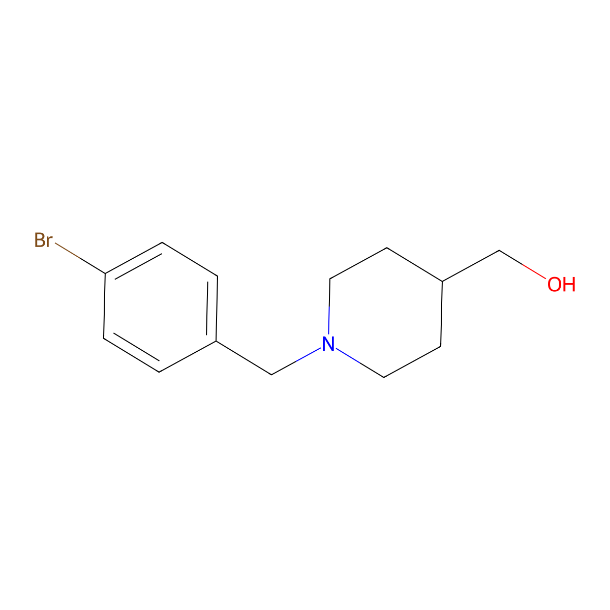 [1-[(4-Bromophenyl)methyl]piperidin-4-yl]methanol molecular structure, CAS 1044926-76-2