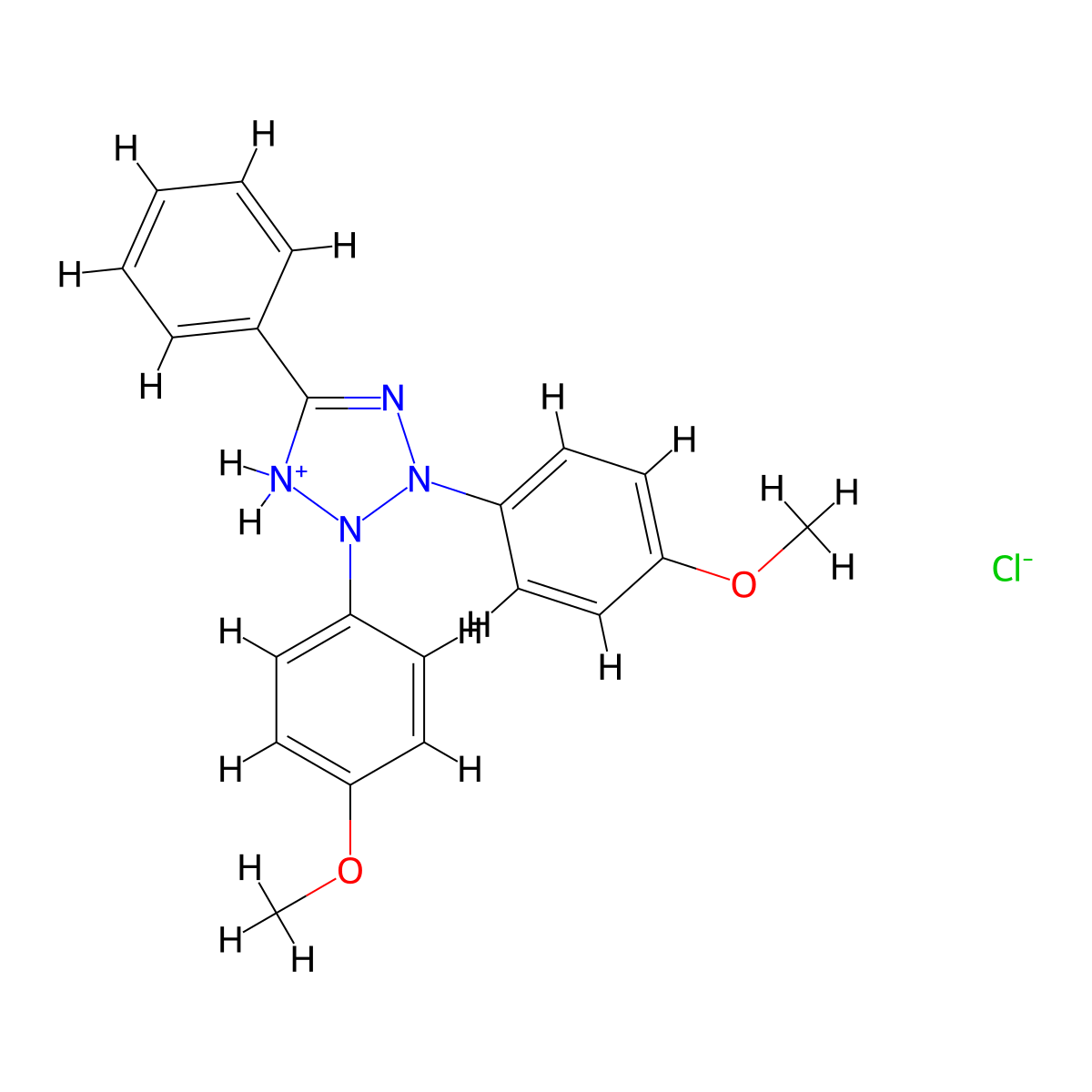 2,3-Bis(4-methoxyphenyl)-5-phenyl-2,3-dihydro-1H-tetrazol-1-ium chloride molecular structure, CAS 104497-79-2