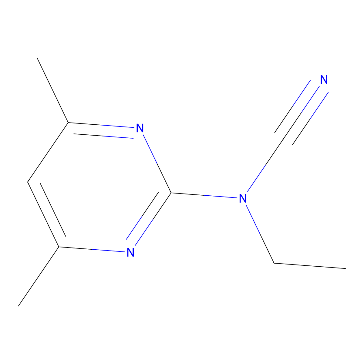 (4,6-Dimethylpyrimidin-2-yl)ethylcyanamide molecular structure, CAS 104499-01-6