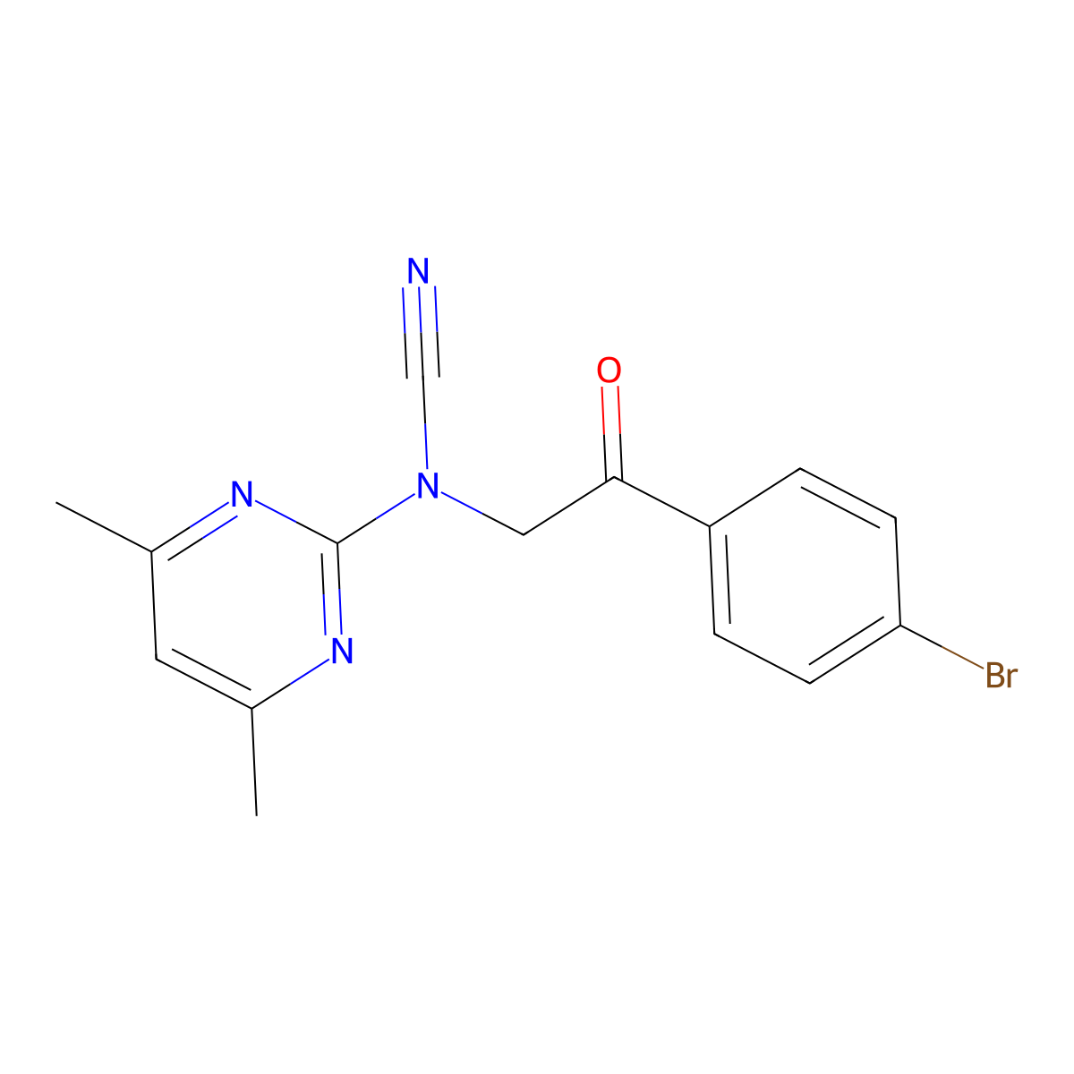 [2-(4-Bromophenyl)-2-oxoethyl]-(4,6-dimethylpyrimidin-2-yl)cyanamide molecular structure, CAS 104499-04-9