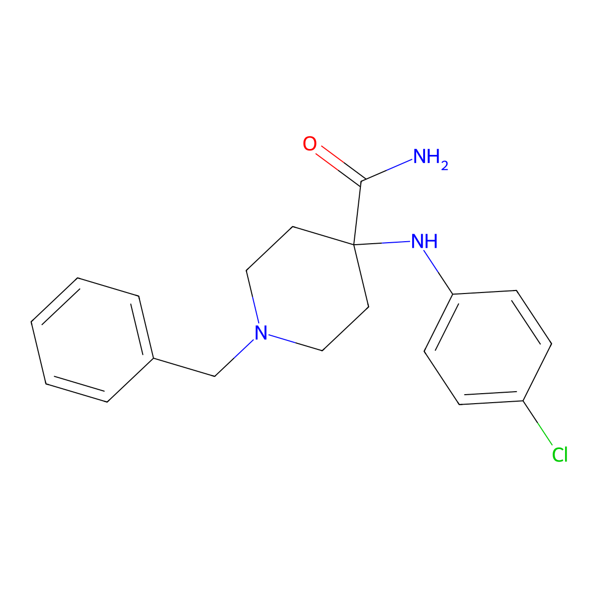 1-Benzyl-4-[(4-chlorophenyl)amino]piperidine-4-carboxamide molecular structure, CAS 1045-51-8