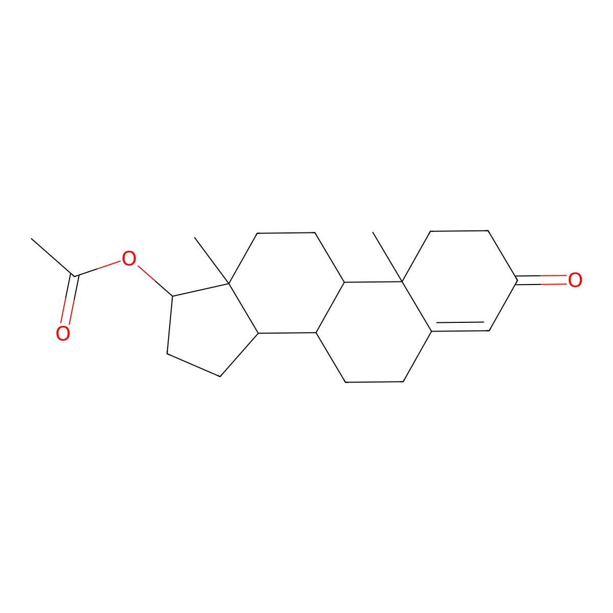 Testosterone, acetate molecular structure, CAS 1045-69-8