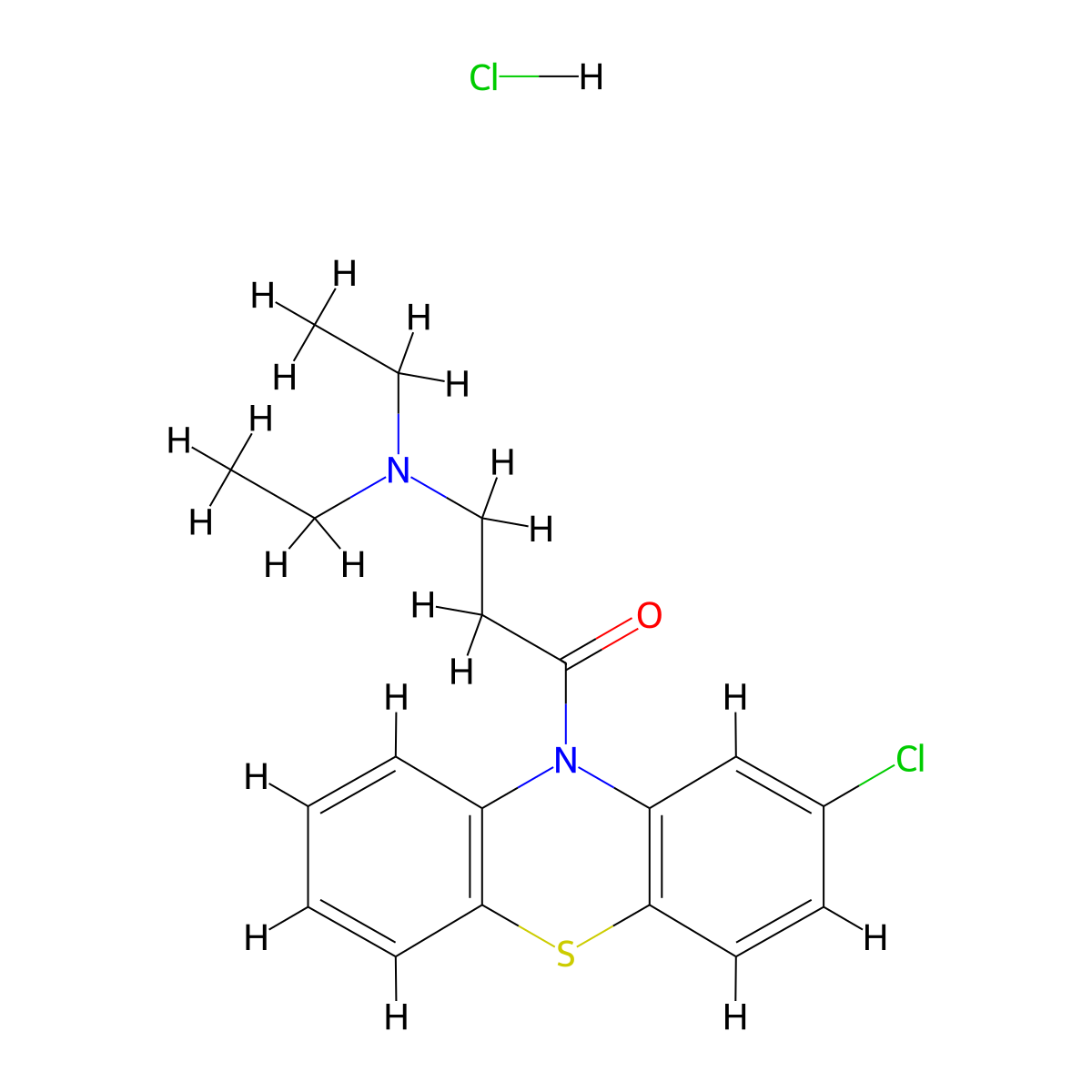 2-Chloro-10-(3-(diethylamino)propionyl)-10H-phenothiazinium chloride molecular structure, CAS 1045-82-5
