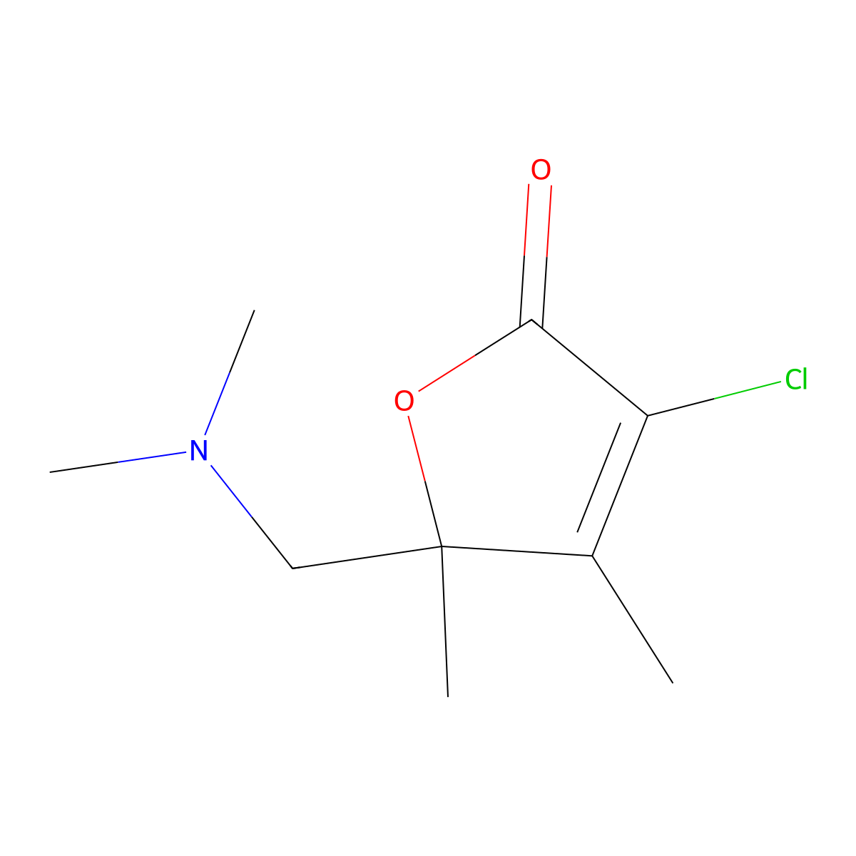 2(5H)-Furanone, 3-chloro-5-((dimethylamino)methyl)-4,5-dimethyl- molecular structure, CAS 104502-43-4