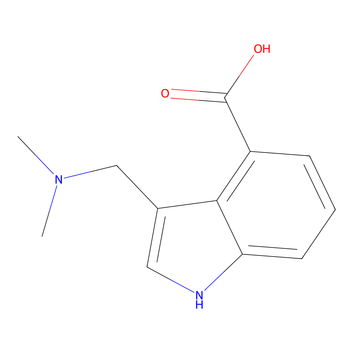 3-((dimethylamino)methyl)-1H-indole-4-carboxylic acid molecular structure, CAS 104510-18-1