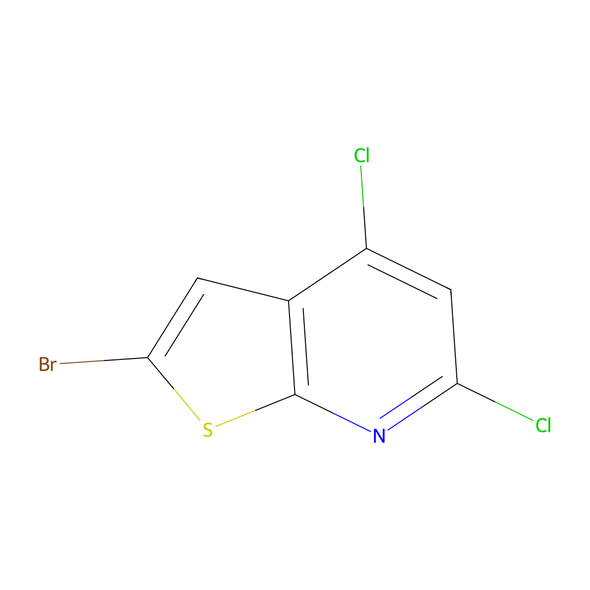 2-Bromo-4,6-dichlorothieno[2,3-b]pyridine molecular structure, CAS 104515-22-2
