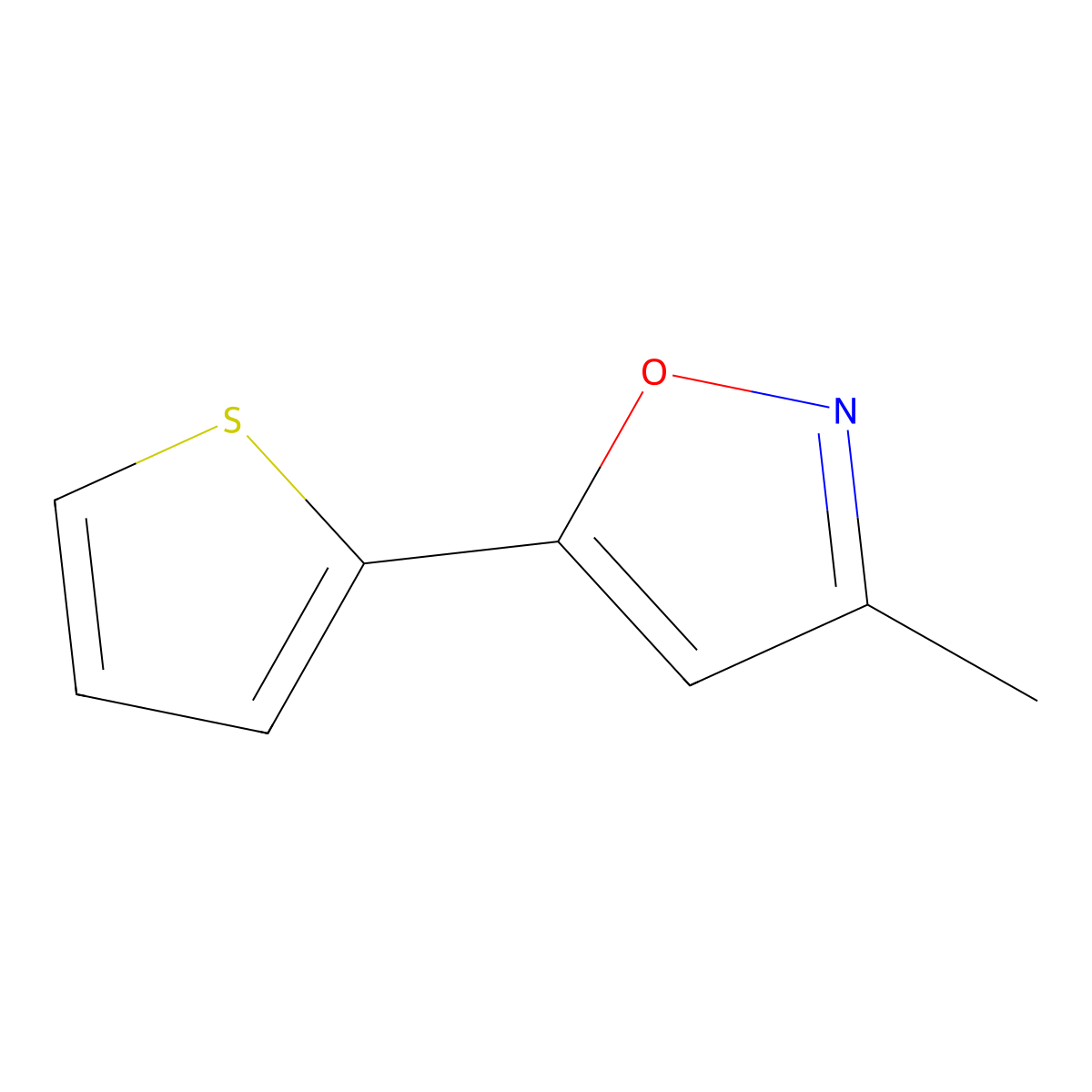 3-Methyl-5-(2-thienyl)isoxazole molecular structure, CAS 104516-55-4