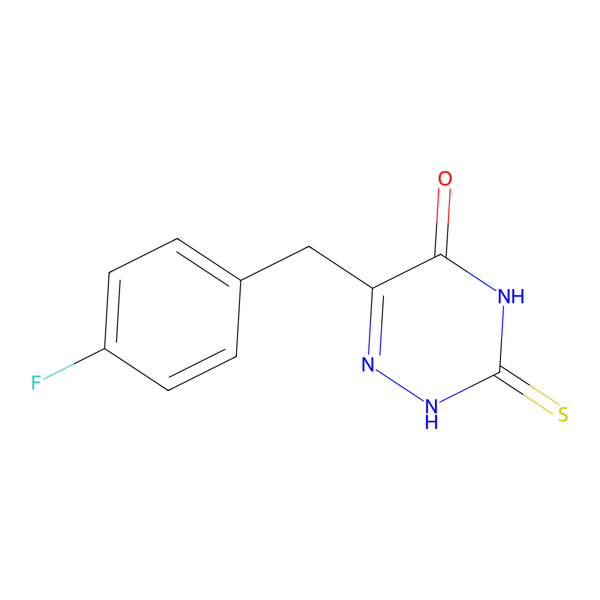 6-(4-Fluorobenzyl)-3-mercapto-1,2,4-triazin-5-ol molecular structure, CAS 104517-60-4