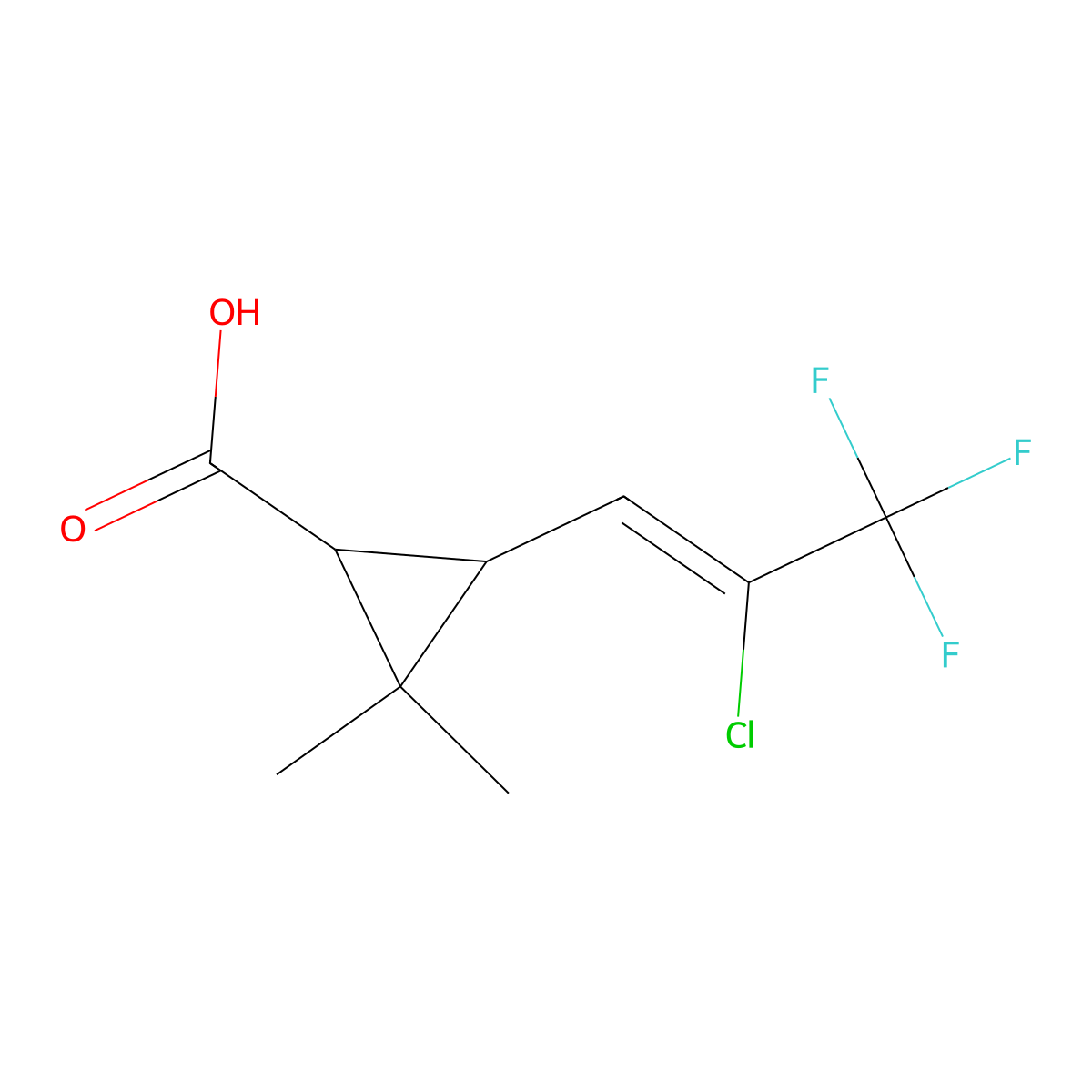 cis-3-(2-Chloro-3,3,3-trifluoroprop-1-en-1-yl)-2,2-dimethylcyclopropanecarboxylic acid molecular structure, CAS 104531-15-9