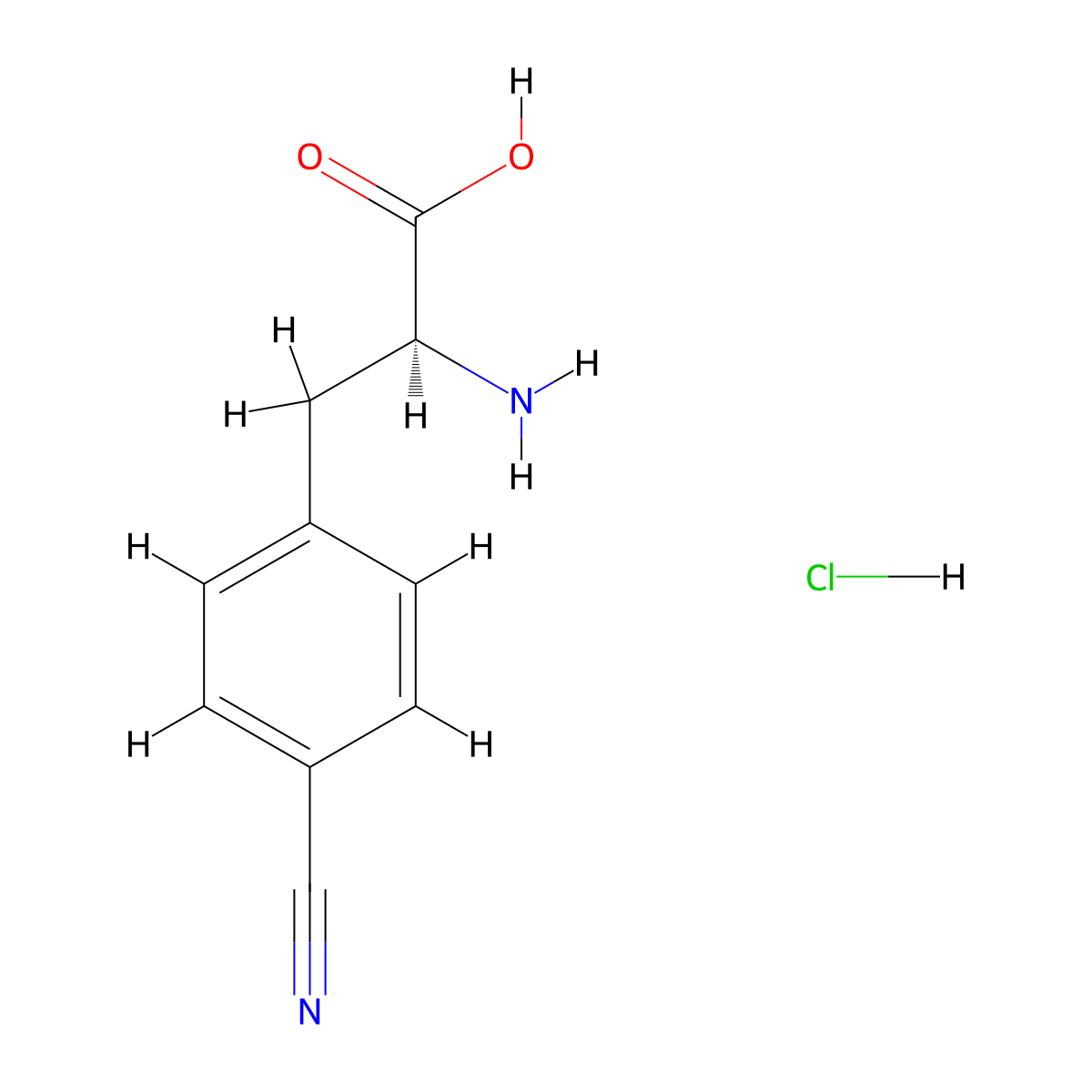 (S)-2-Amino-3-(4-cyanophenyl)propanoic acid hydrochloride molecular structure, CAS 104531-20-6