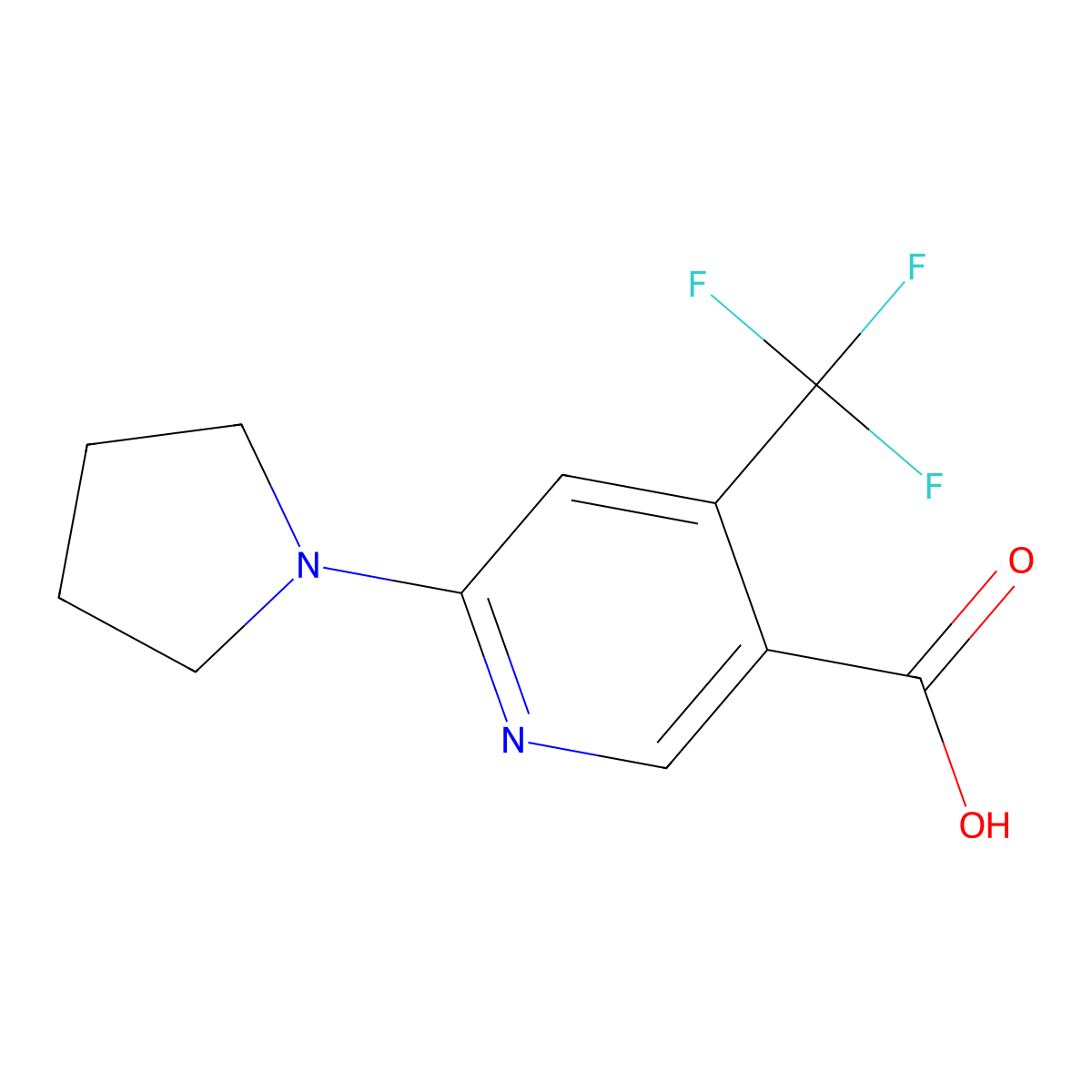 6-(Pyrrolidin-1-yl)-4-(trifluoromethyl)pyridine-3-carboxylic Acid molecular structure, CAS 1045335-25-8