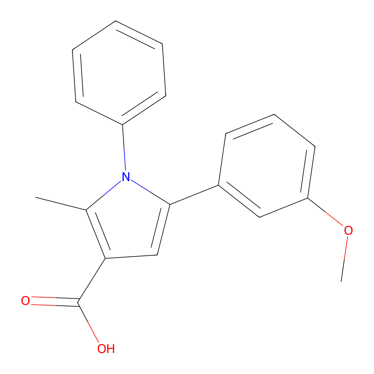 5-(3-methoxyphenyl)-2-methyl-1-phenyl-1H-pyrrole-3-carboxylic acid molecular structure, CAS 1045548-32-0