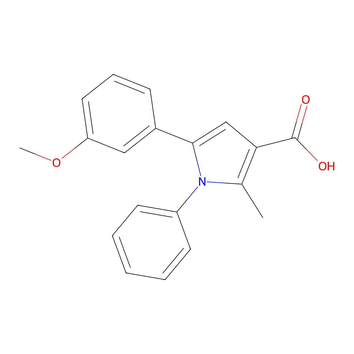 5-(3-methoxyphenyl)-2-methyl-1-phenyl-1H-pyrrole-3-carboxylic acid molecular structure, CAS 1045548-32-0
