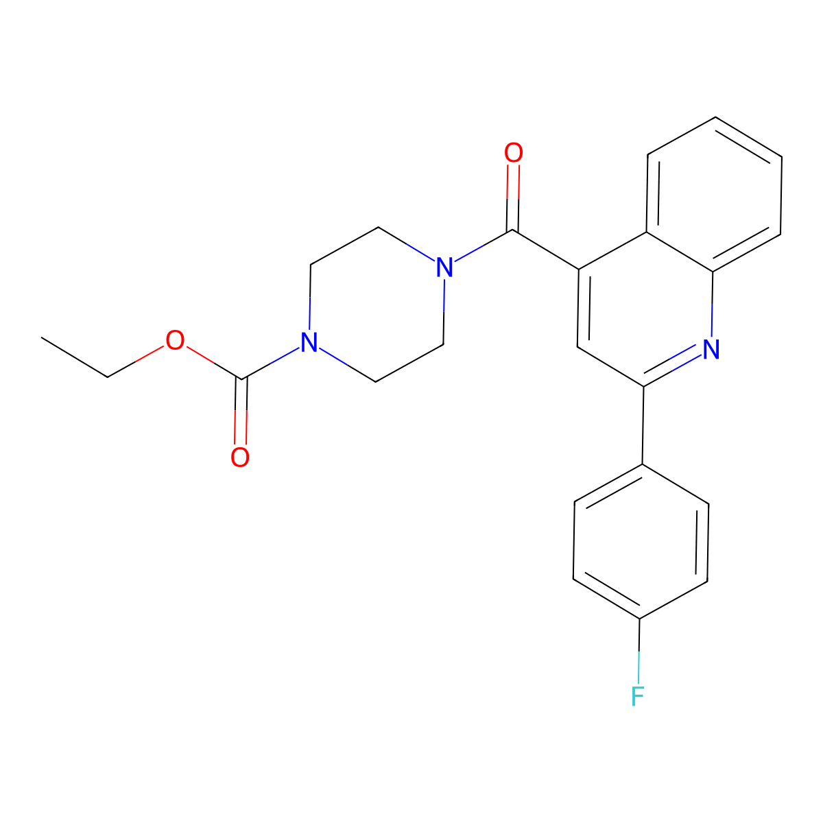Ethyl 4-{[2-(4-fluorophenyl)-4-quinolinyl]carbonyl}-1-piperazinecarboxylate molecular structure, CAS 1045590-70-2