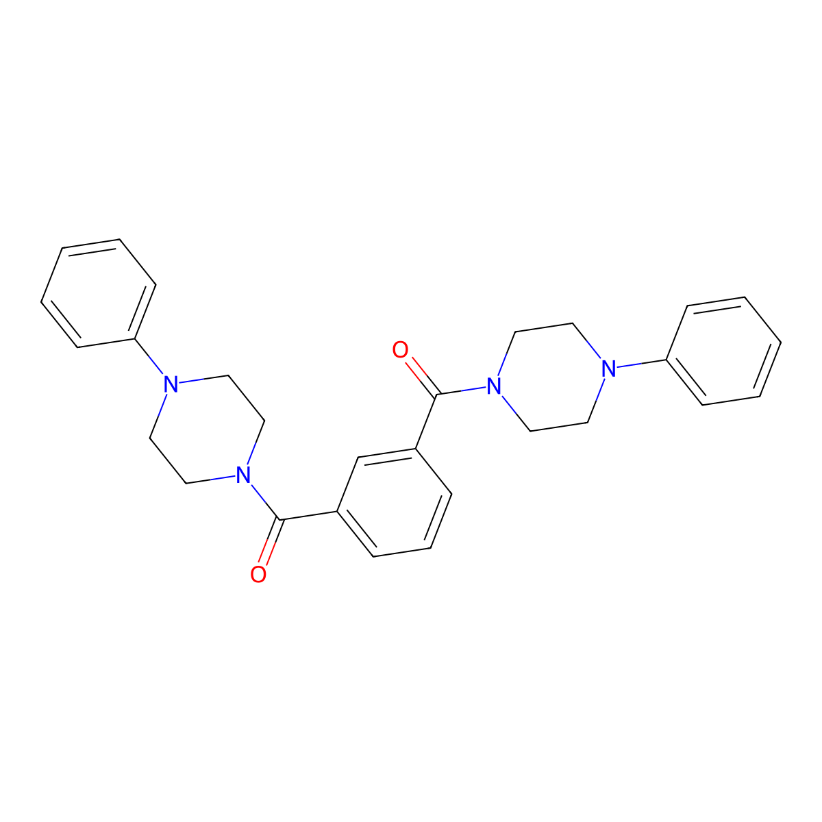[3-(4-Phenylpiperazine-1-carbonyl)phenyl]-(4-phenylpiperazin-1-yl)methanone molecular structure, CAS 104560-28-3