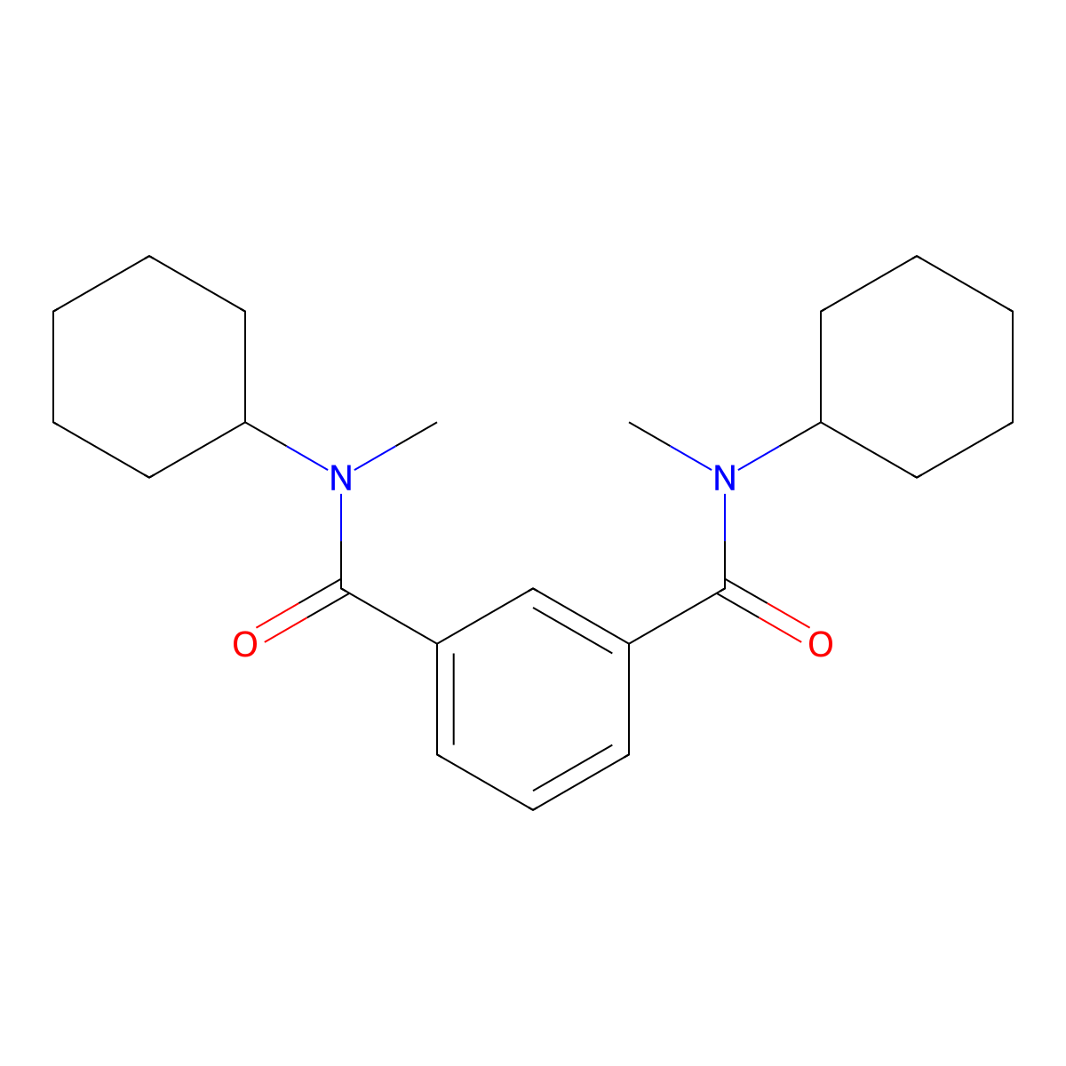 1,3-Benzenedicarboxamide, N,N'-dicyclohexyl-N,N'-dimethyl- molecular structure, CAS 104560-38-5
