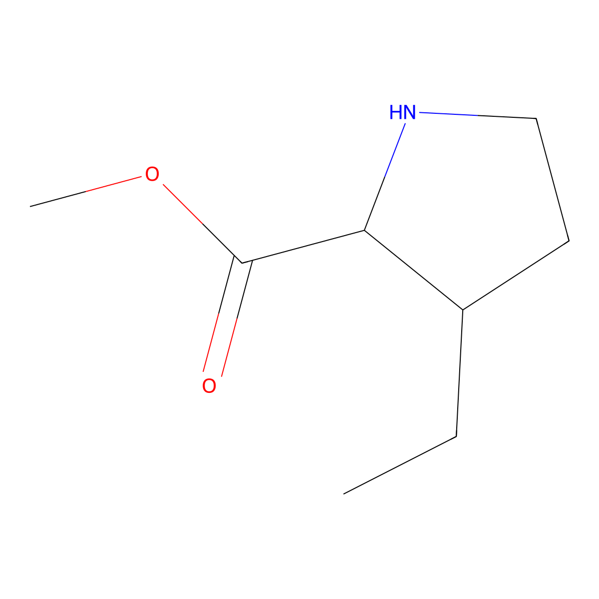 Methyl 3-ethylpyrrolidine-2-carboxylate molecular structure, CAS 104561-32-2