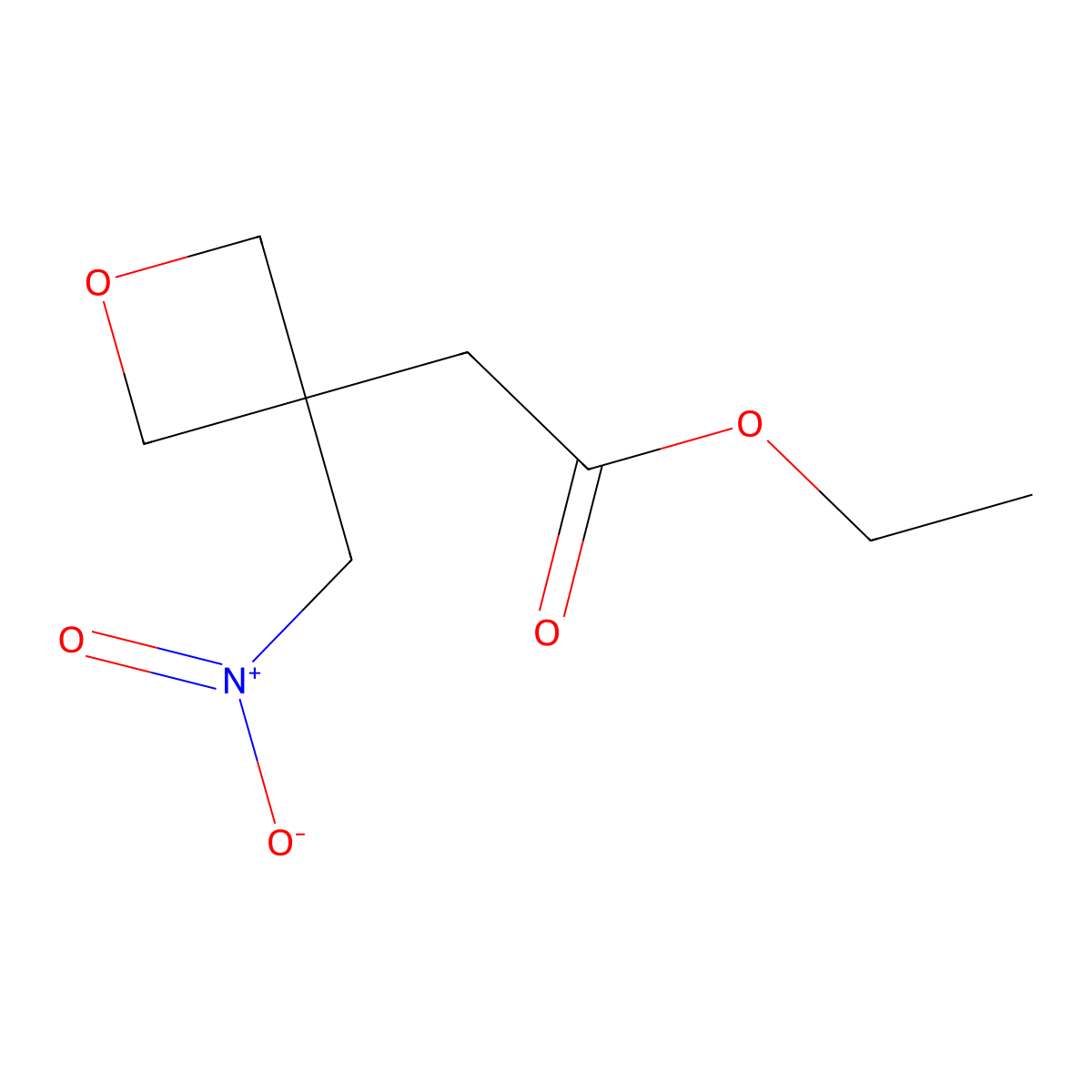 Ethyl 2-(3-(nitromethyl)oxetan-3-yl)acetate molecular structure, CAS 1045709-38-3
