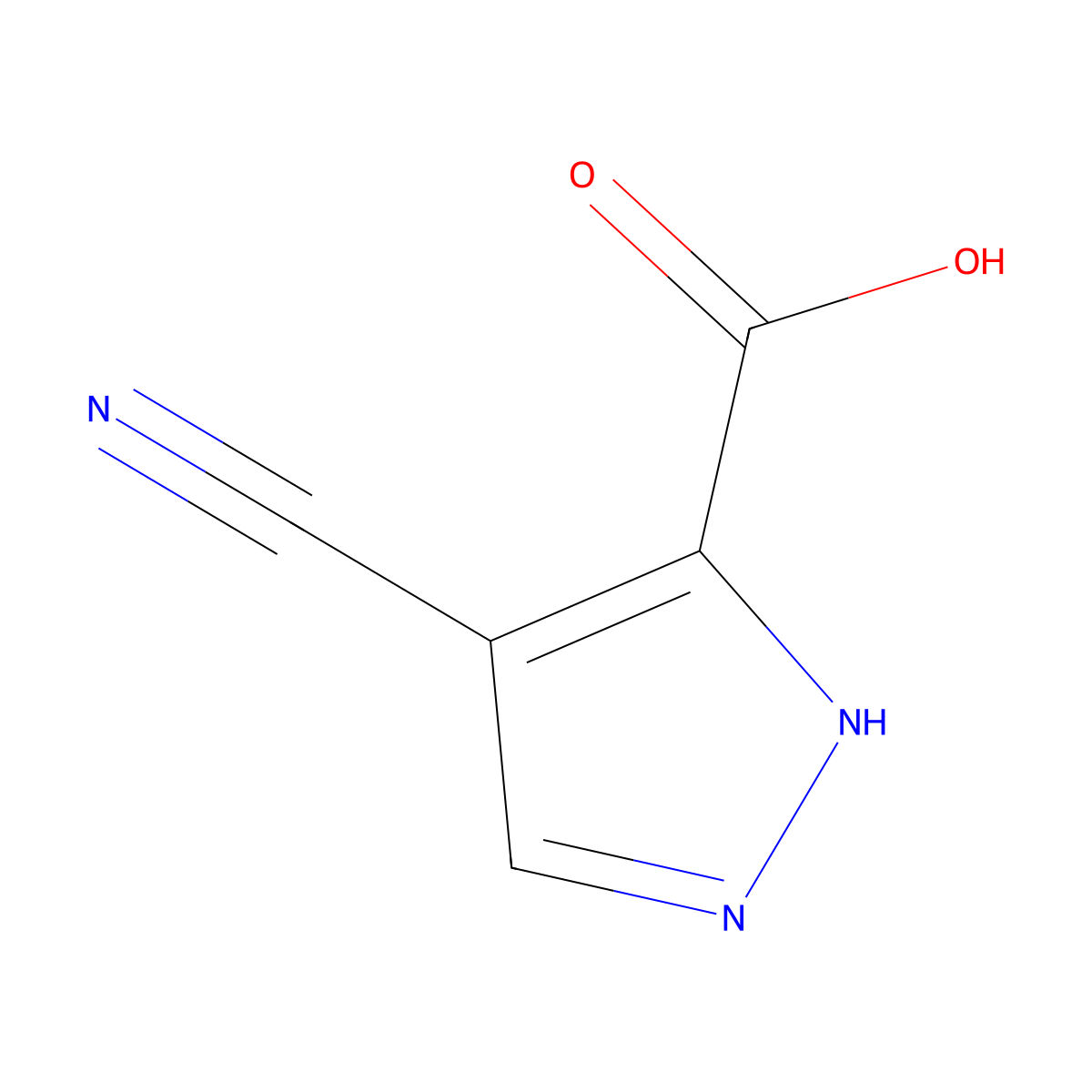 4-cyano-1H-pyrazole-5-carboxylic acid molecular structure, CAS 1045733-76-3