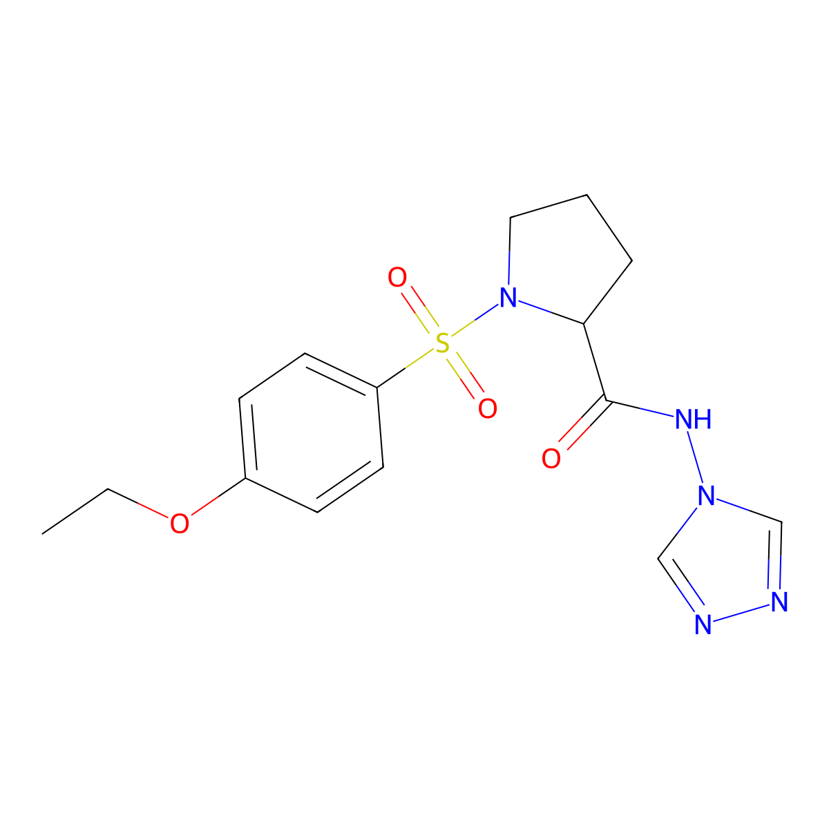 1-[(4-ethoxyphenyl)sulfonyl]-N-4H-1,2,4-triazol-4-ylprolinamide molecular structure, CAS 1045772-78-8
