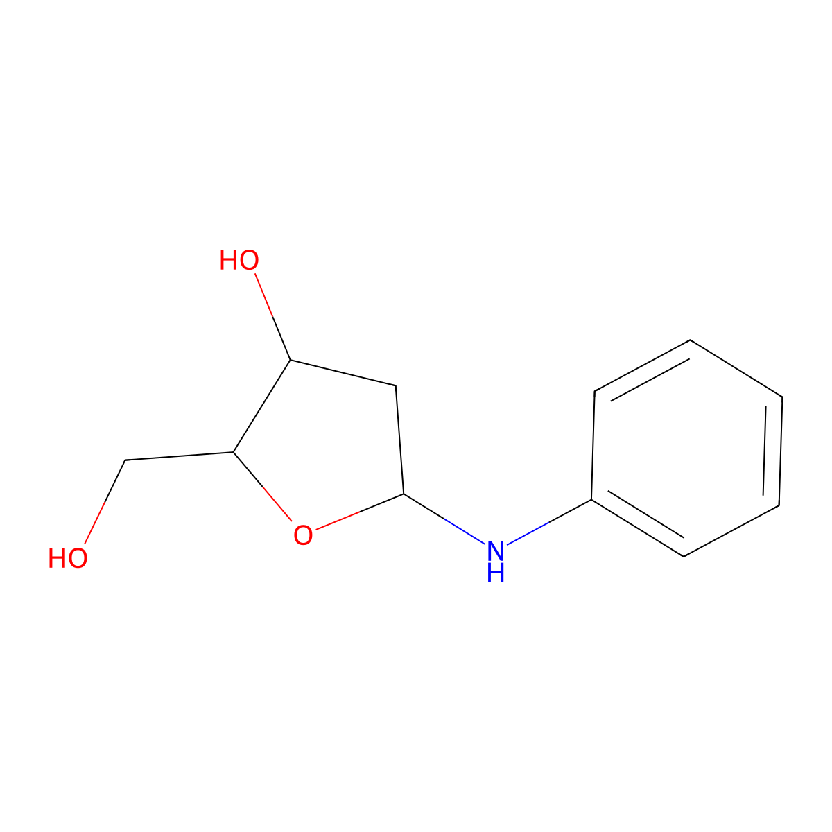 2-Deoxy-N-phenyl-L-erythro-pentofuranosylamine molecular structure, CAS 104578-89-4