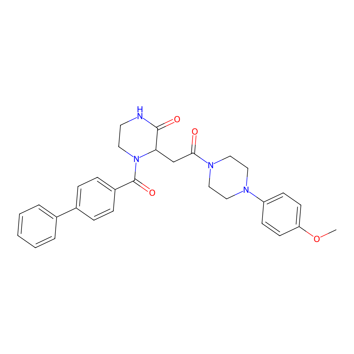 4-(Biphenyl-4-ylcarbonyl)-3-{2-[4-(4-methoxyphenyl)piperazin-1-yl]-2-oxoethyl}piperazin-2-one molecular structure, CAS 1045780-69-5