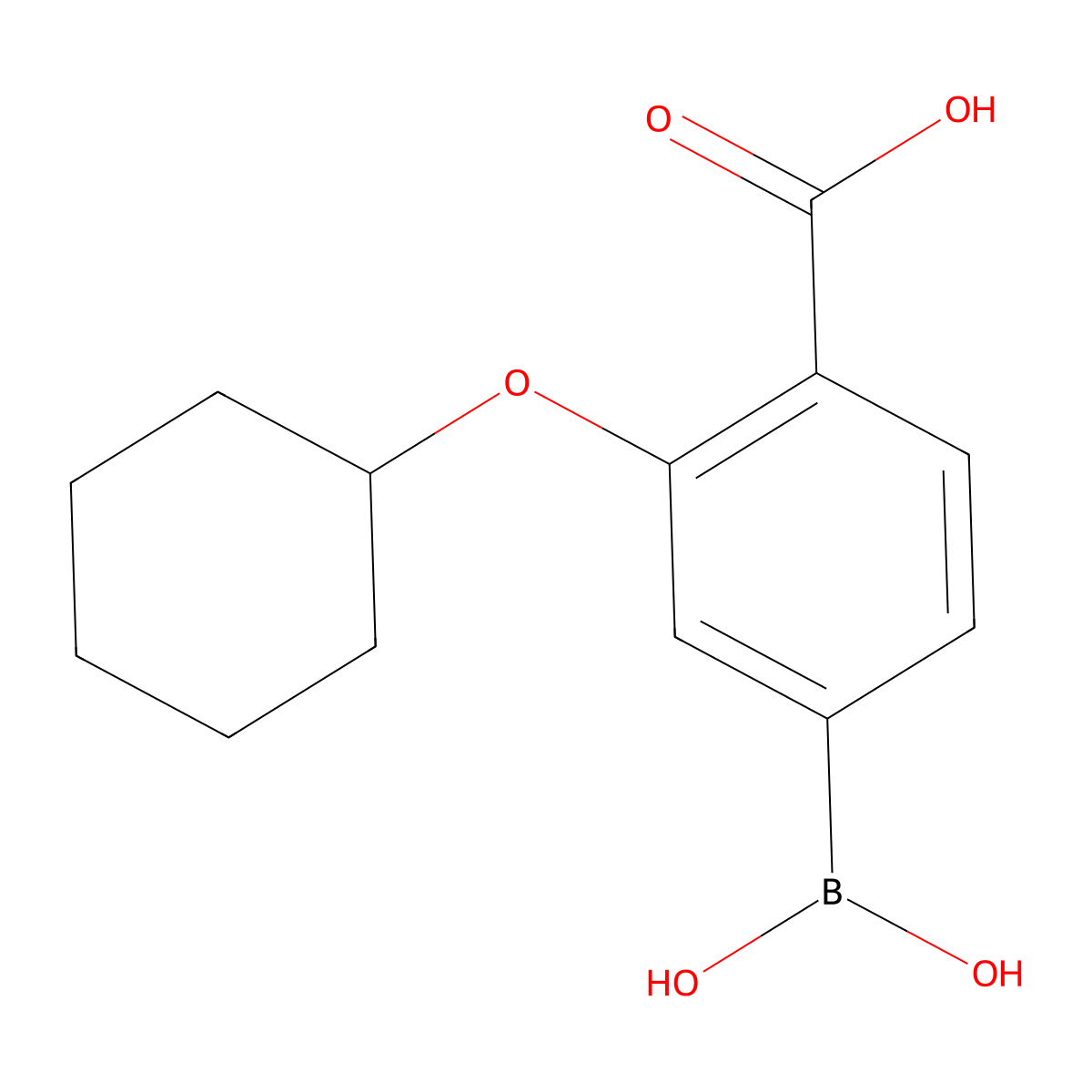 4-Borono-2-(cyclohexyloxy)benzoic acid molecular structure, CAS 1045780-95-7