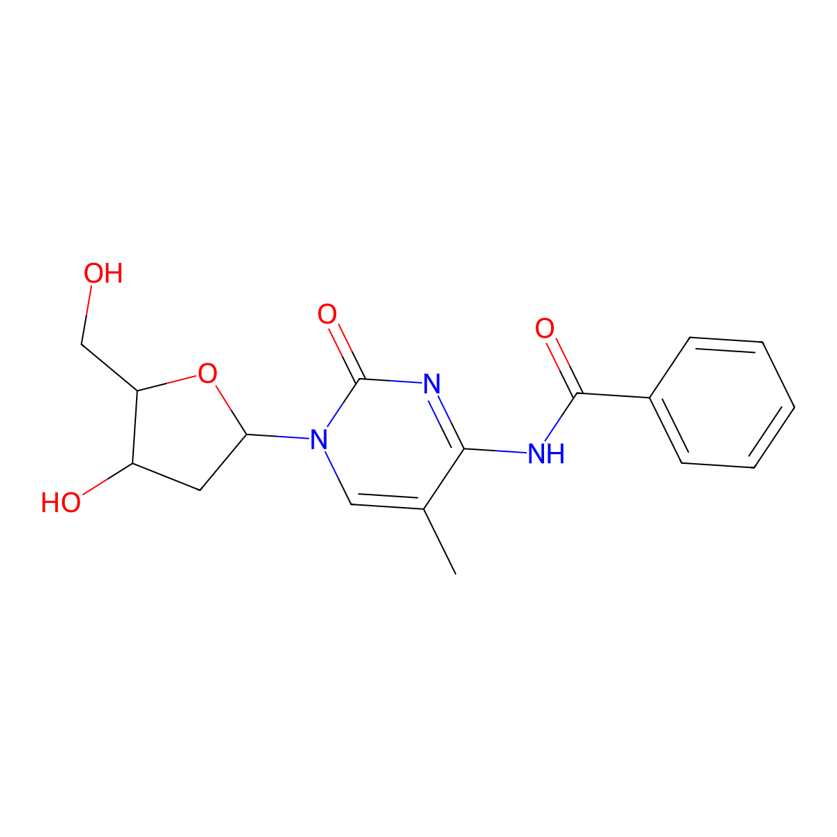 Cytidine, N-benzoyl-2'-deoxy-5-methyl- molecular structure, CAS 104579-02-4