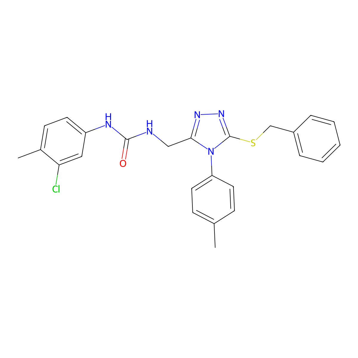 N-{[5-(benzylsulfanyl)-4-(4-methylphenyl)-4H-1,2,4-triazol-3-yl]methyl}-N'-(3-chloro-4-methylphenyl)urea molecular structure, CAS 1045795-92-3