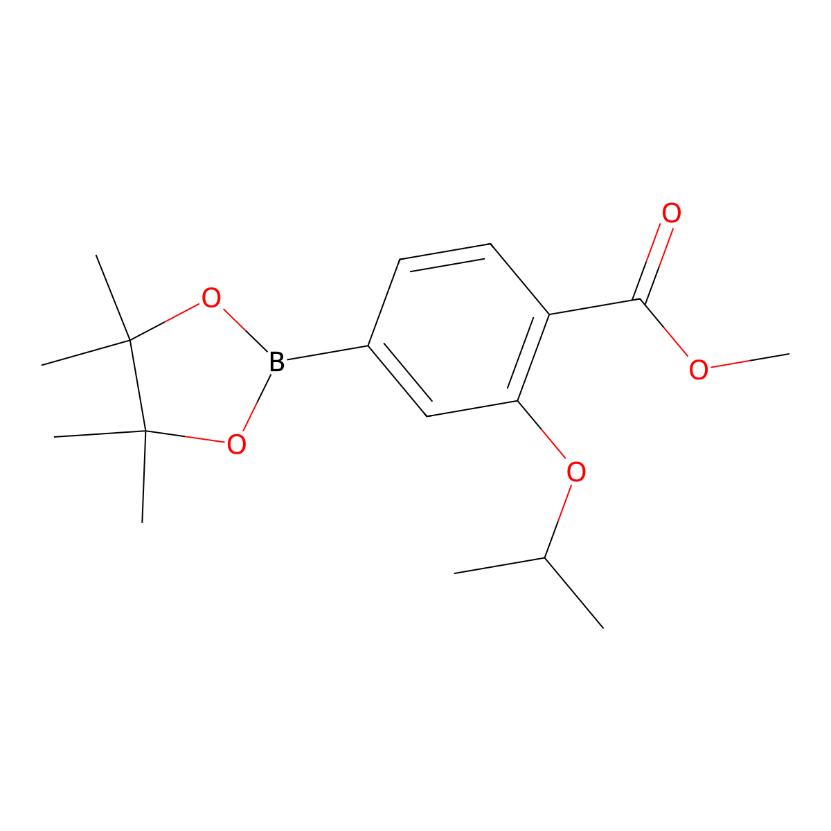 Methyl 2-isopropoxy-4-(4,4,5,5-tetramethyl-1,3,2-dioxaborolan-2-yl)benzoate molecular structure, CAS 1045808-11-4