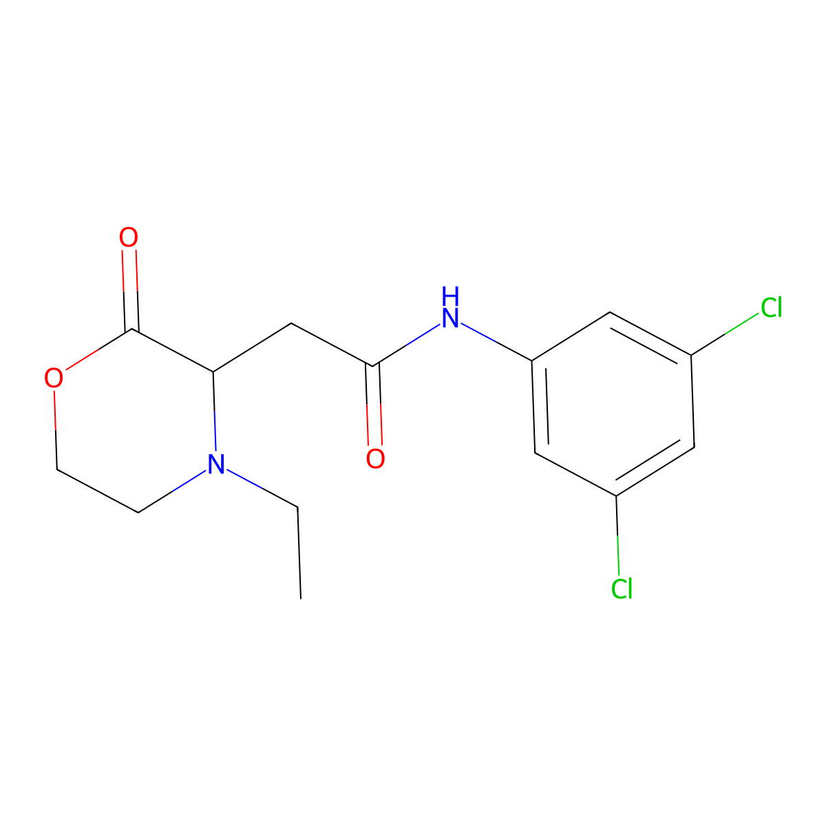N-(3,5-dichlorophenyl)-2-(4-ethyl-2-oxomorpholin-3-yl)acetamide molecular structure, CAS 1045811-31-1