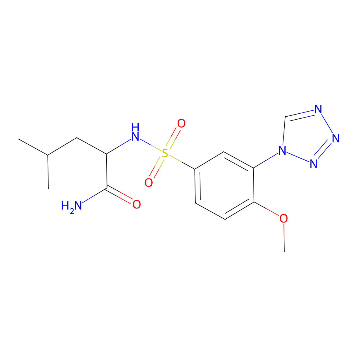 N~2~-{[4-methoxy-3-(1H-tetrazol-1-yl)phenyl]sulfonyl}leucinamide molecular structure, CAS 1045815-11-9