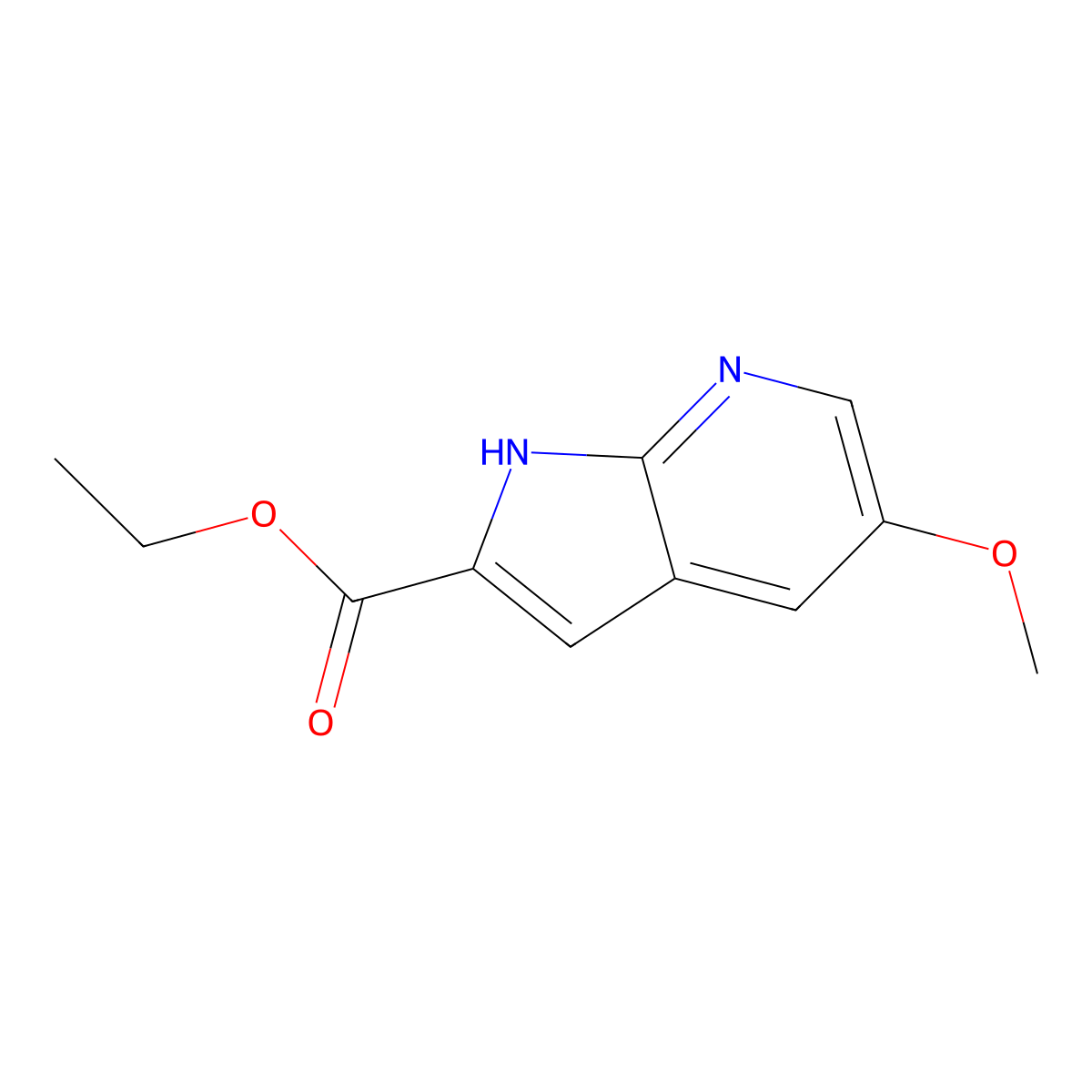 Ethyl 5-methoxy-1H-pyrrolo[2,3-b]pyridine-2-carboxylate molecular structure, CAS 1045856-81-2