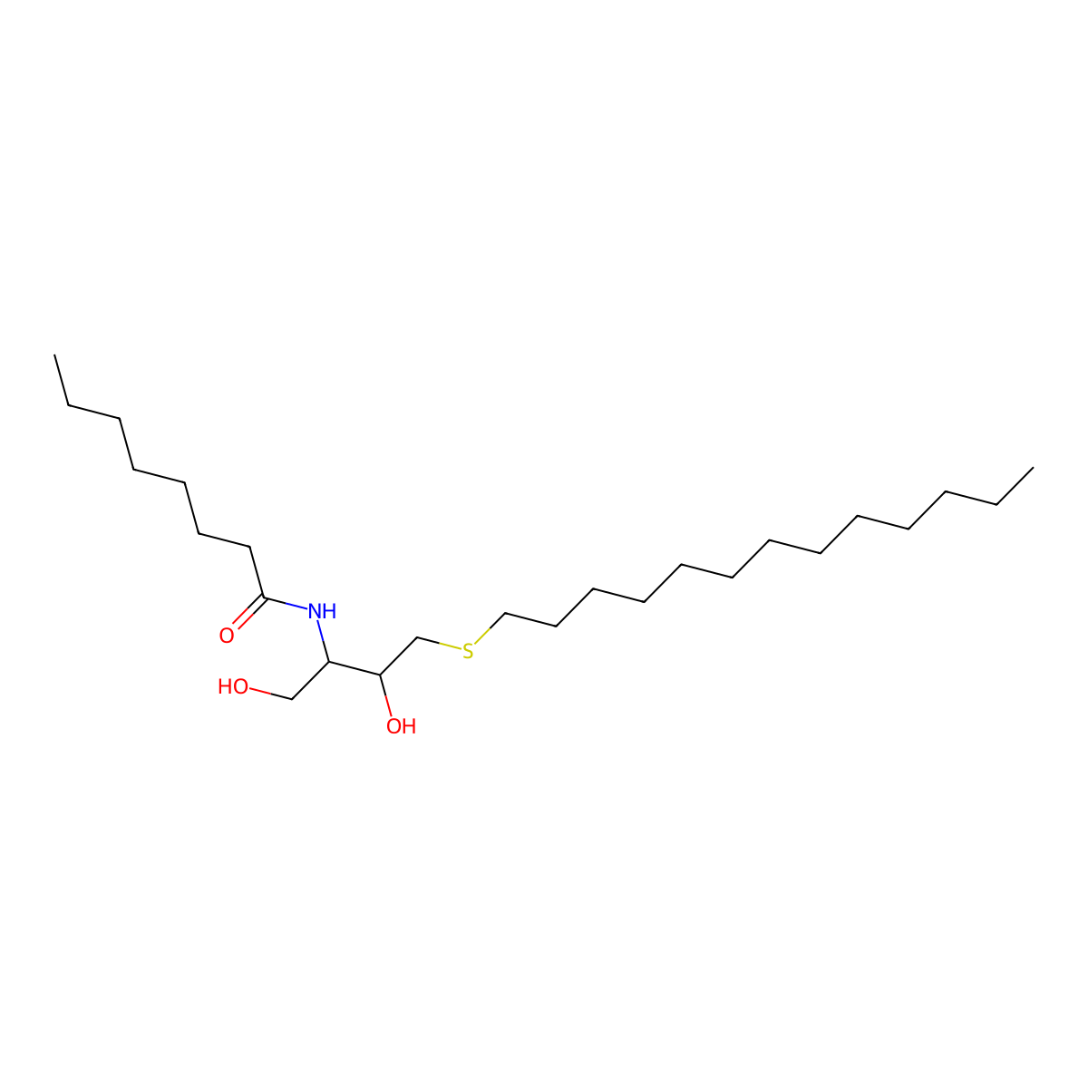 N-[(2S,3S)-1,3-dihydroxy-4-tridecylsulfanylbutan-2-yl]octanamide molecular structure, CAS 1045857-53-1