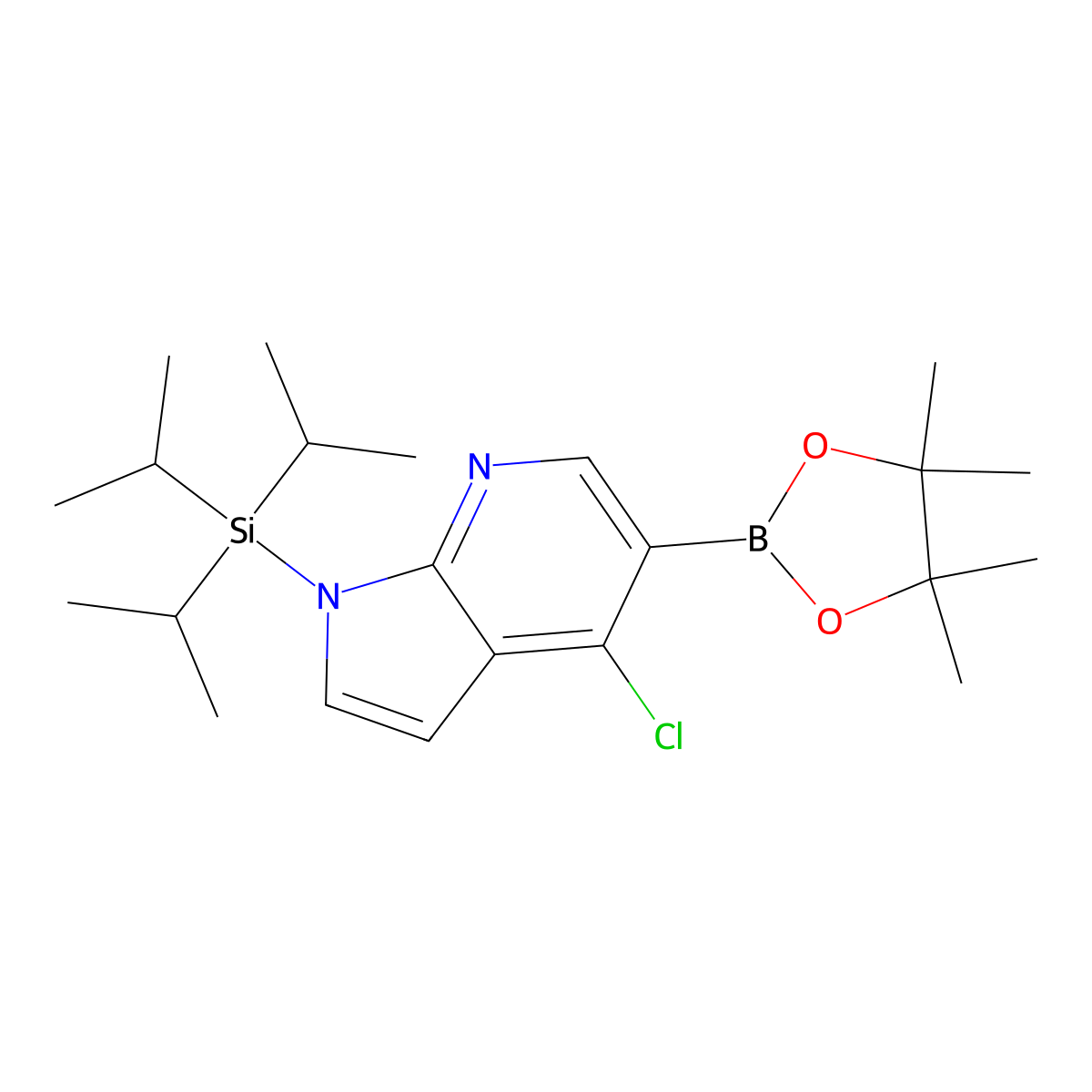 4-Chloro-5-(4,4,5,5-tetramethyl-1,3,2-dioxaborolan-2-yl)-1-(triisopropylsilyl)-1H-pyrrolo[2,3-b]pyridine molecular structure, CAS 1045857-94-0