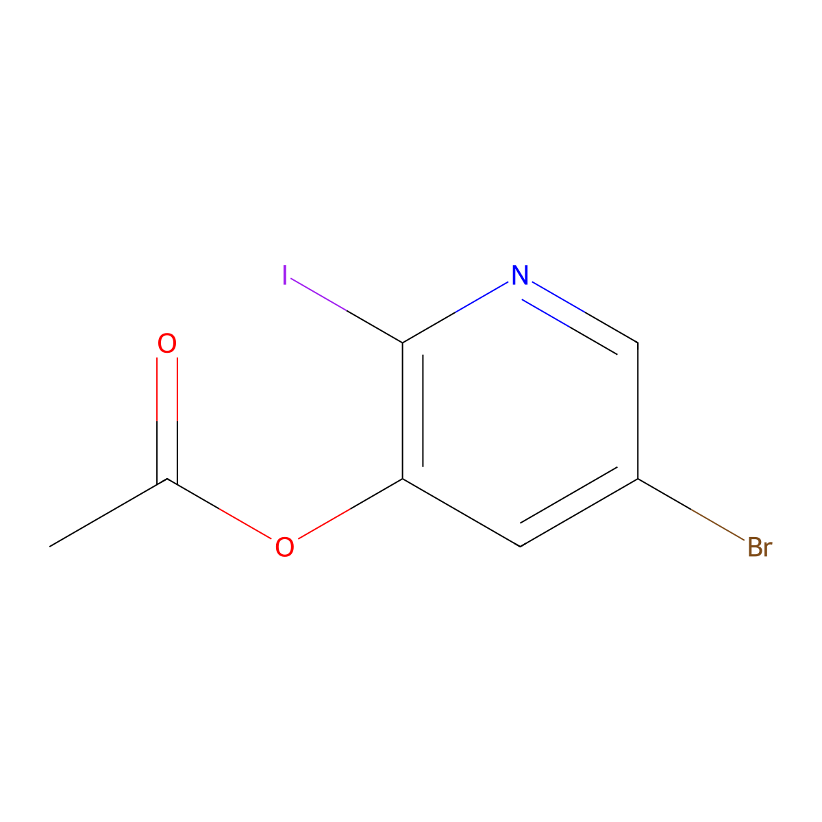 5-Bromo-2-iodopyridin-3-yl acetate molecular structure, CAS 1045858-04-5