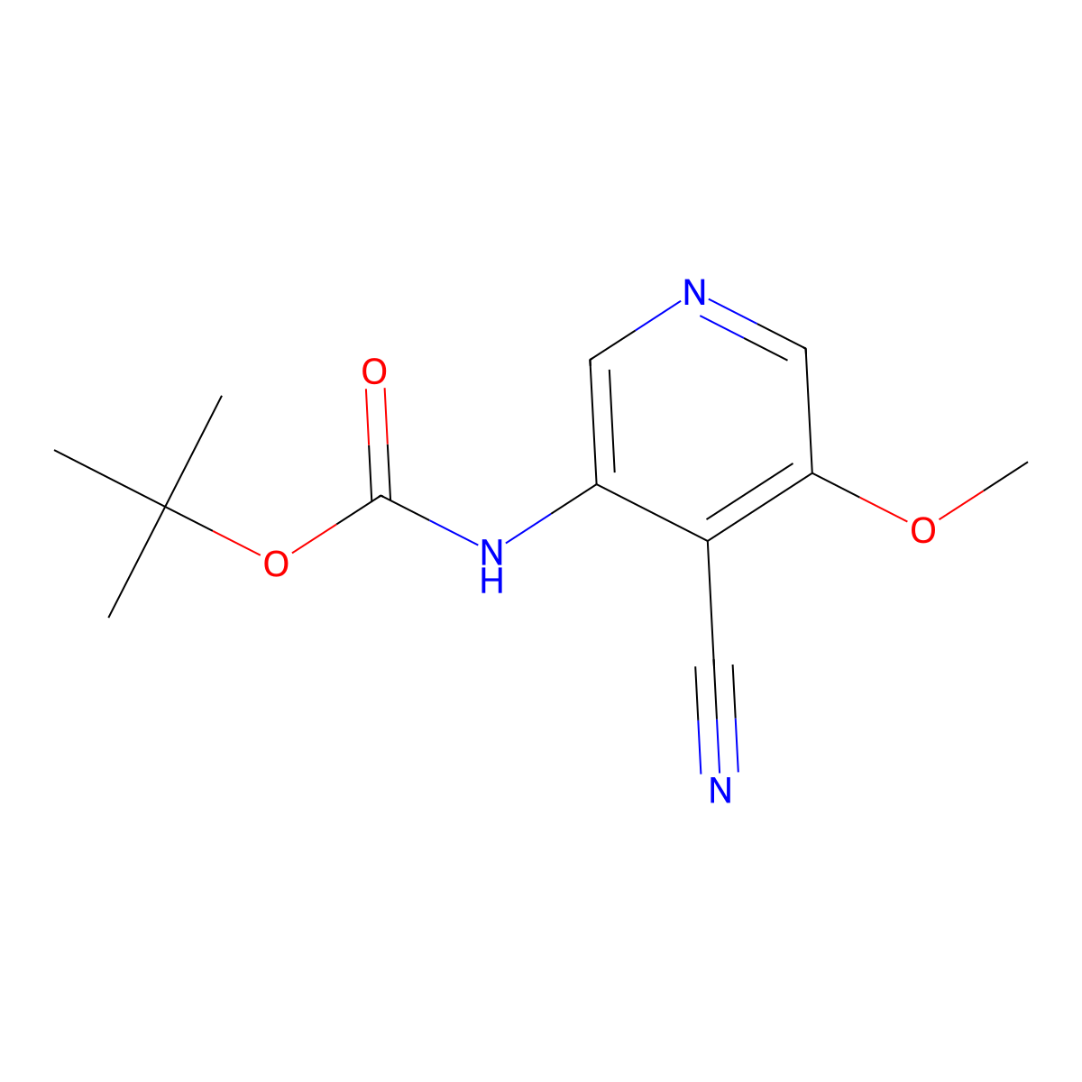tert-Butyl 4-cyano-5-methoxypyridin-3-ylcarbamate molecular structure, CAS 1045858-19-2
