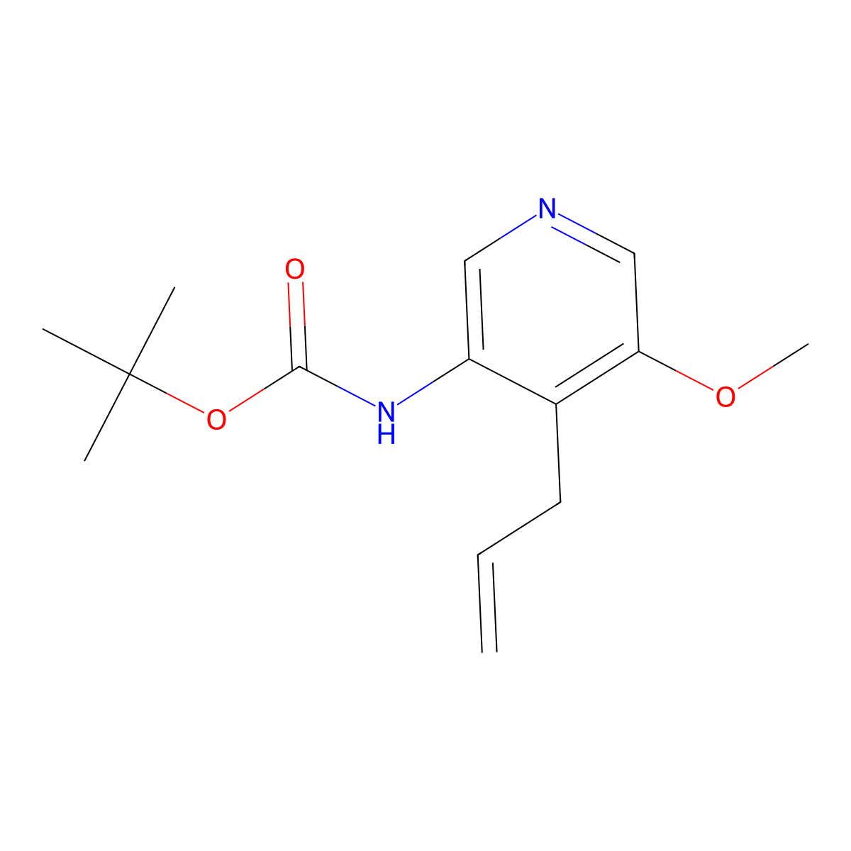 tert-Butyl 4-allyl-5-methoxypyridin-3-ylcarbamate molecular structure, CAS 1045859-16-2