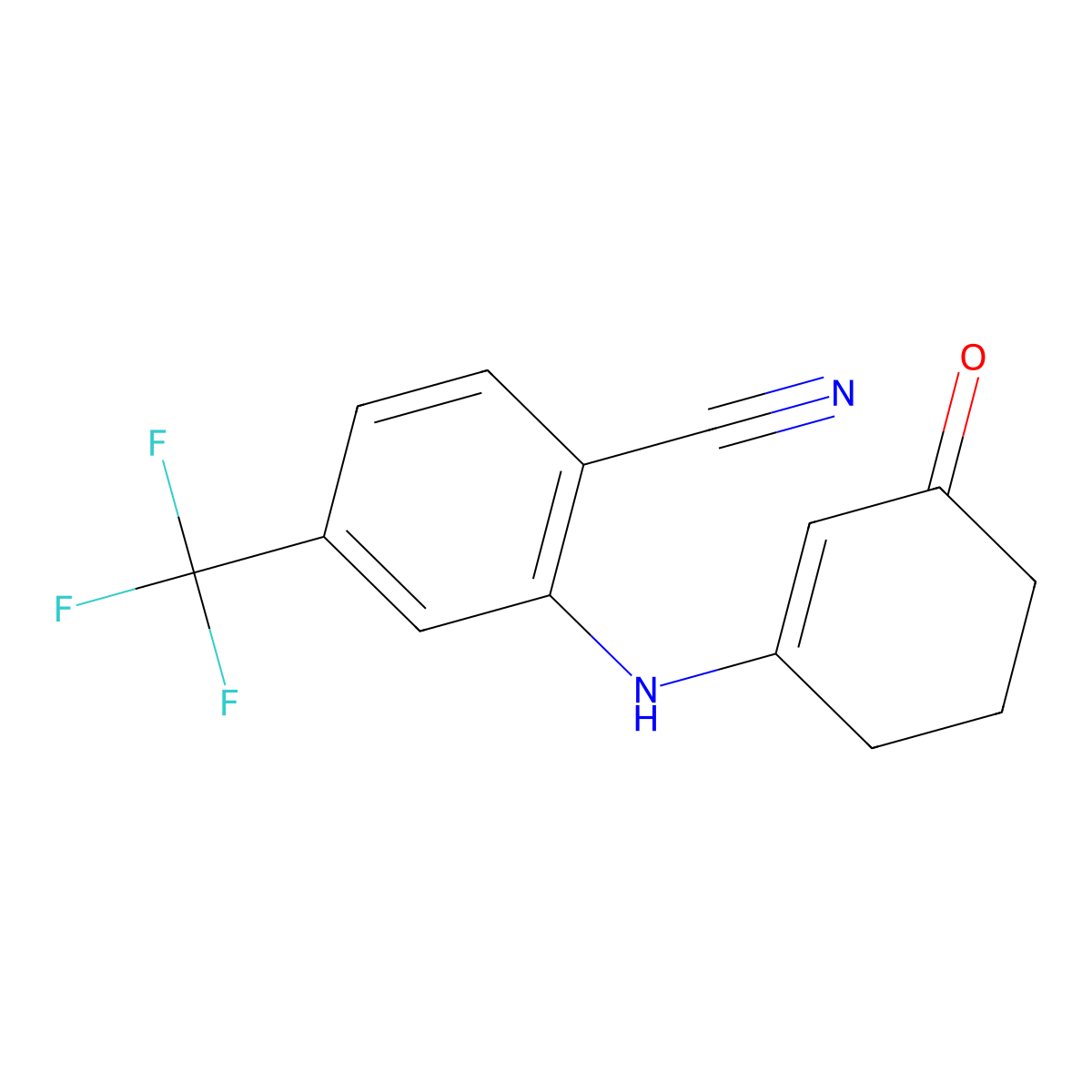 2-[(3-Oxocyclohex-1-en-1-yl)amino]-4-(trifluoromethyl)benzonitrile molecular structure, CAS 104586-59-6