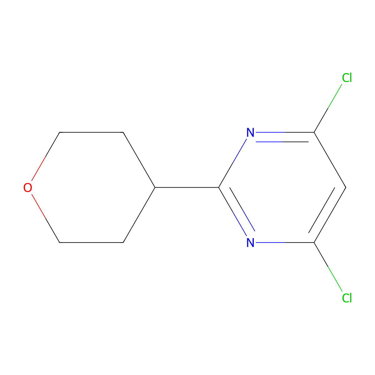 4,6-Dichloro-2-(oxan-4-yl)pyrimidine molecular structure, CAS 1045861-18-4