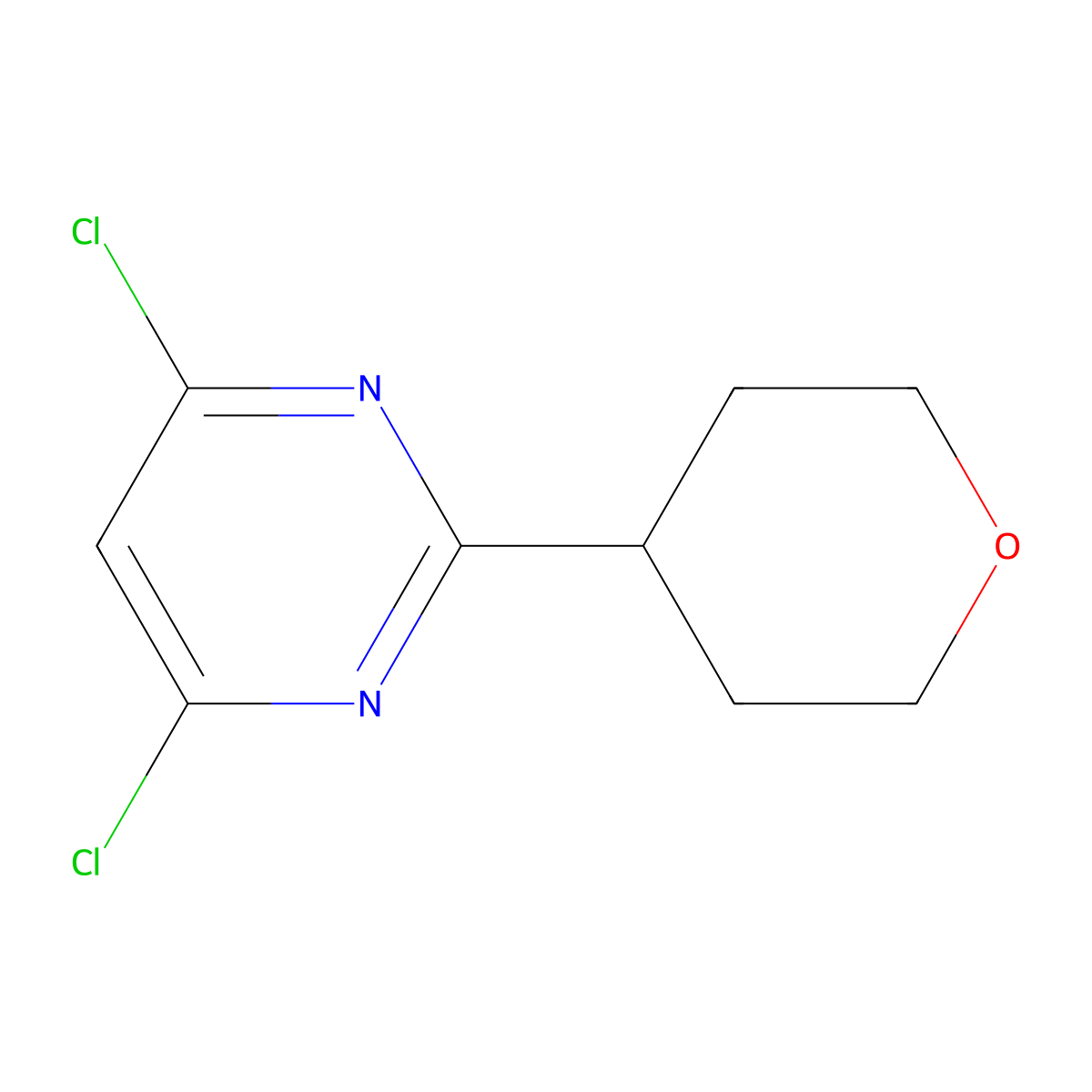 4,6-Dichloro-2-(oxan-4-yl)pyrimidine molecular structure, CAS 1045861-18-4