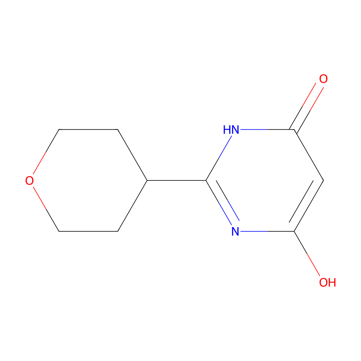 2-(tetrahydro-2H-pyran-4-yl)pyrimidine-4,6-diol molecular structure, CAS 1045861-20-8