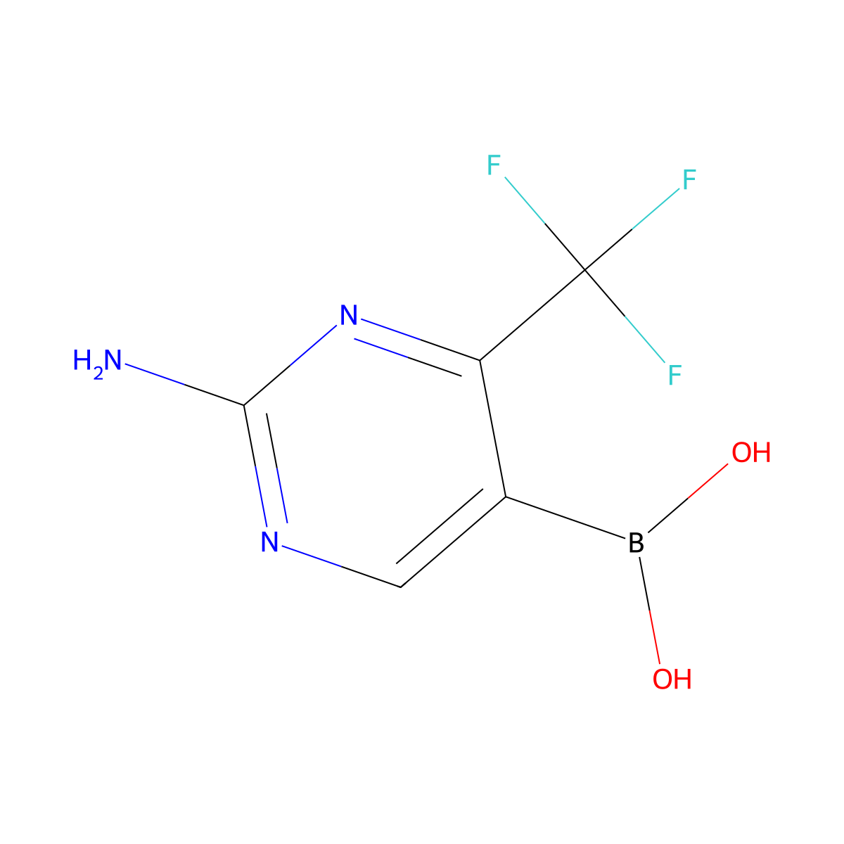 (2-Amino-4-(trifluoromethyl)pyrimidin-5-yl)boronic acid molecular structure, CAS 1045861-30-0