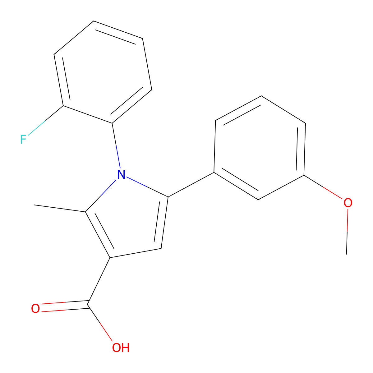 1-(2-Fluorophenyl)-5-(3-methoxyphenyl)-2-methylpyrrole-3-carboxylic acid molecular structure, CAS 1045924-53-5