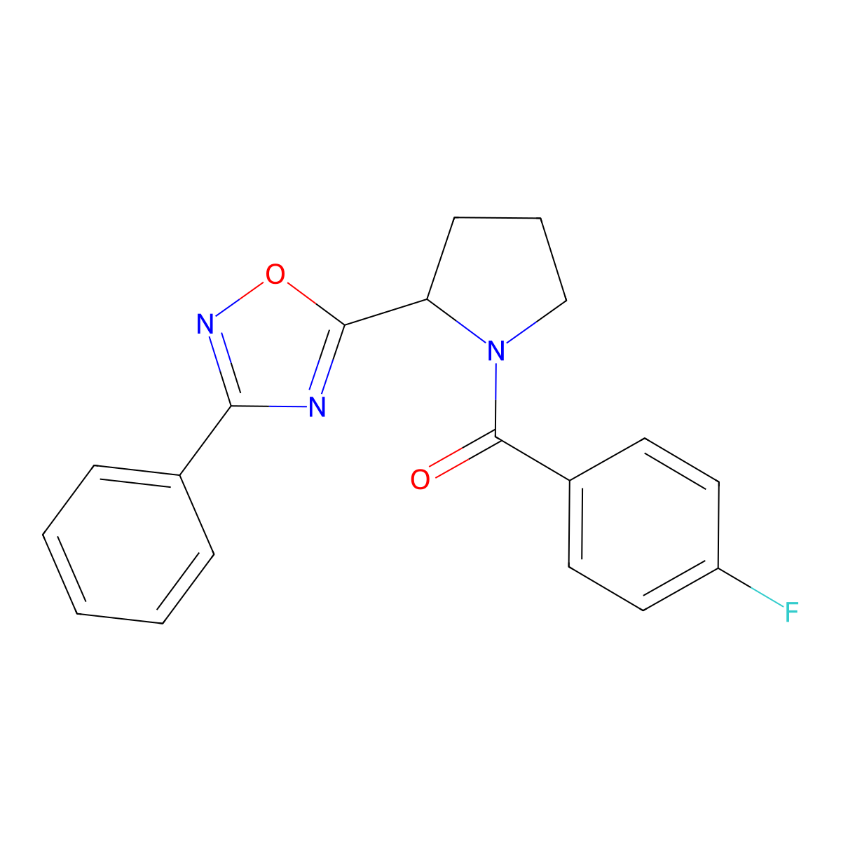 5-[1-(4-Fluorobenzoyl)pyrrolidin-2-yl]-3-phenyl-1,2,4-oxadiazole molecular structure, CAS 1045932-53-3