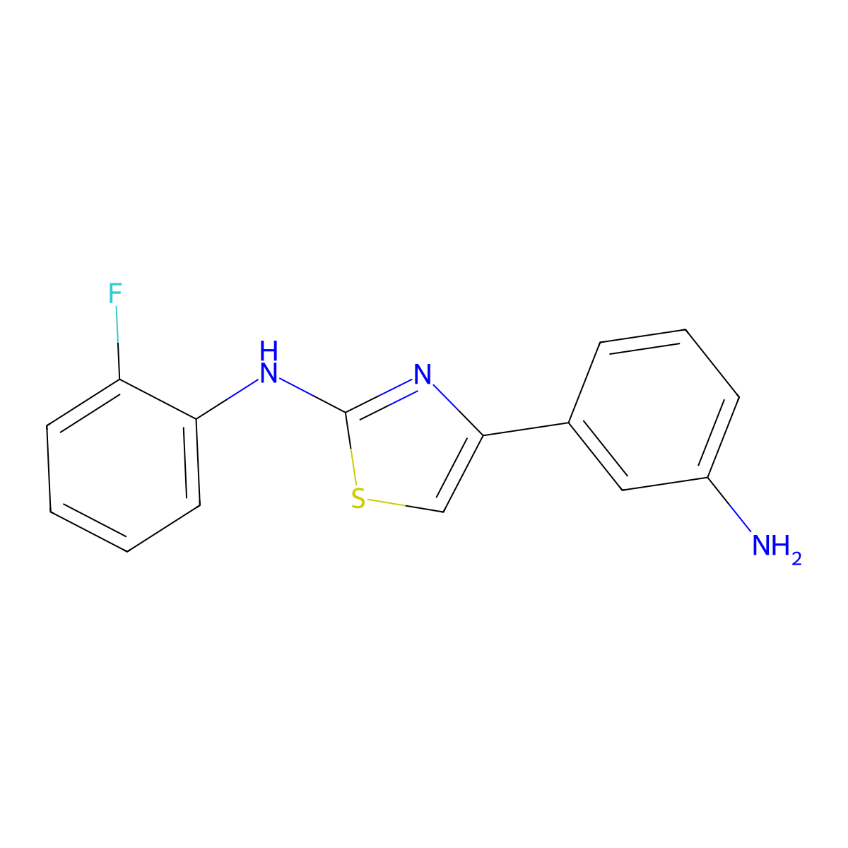 4-(3-aminophenyl)-N-(2-fluorophenyl)thiazol-2-amine molecular structure, CAS 1045980-81-1